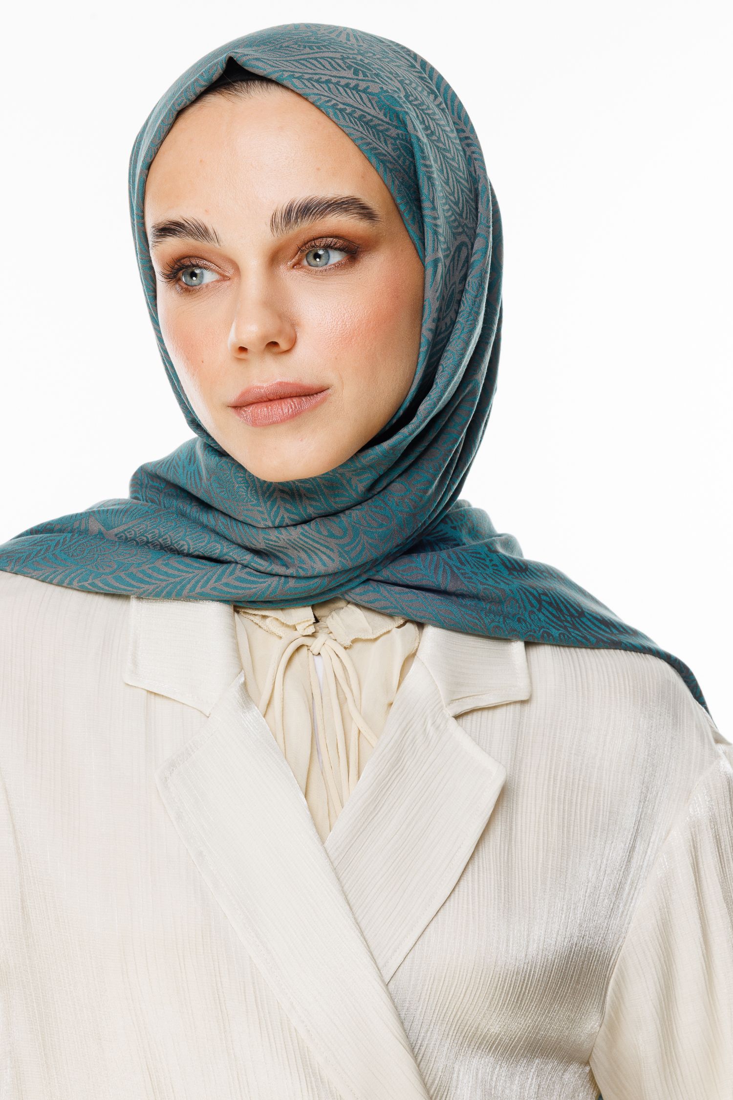 Mayra Pattern Double-Sided Shawl - Dark Gray-Emerald