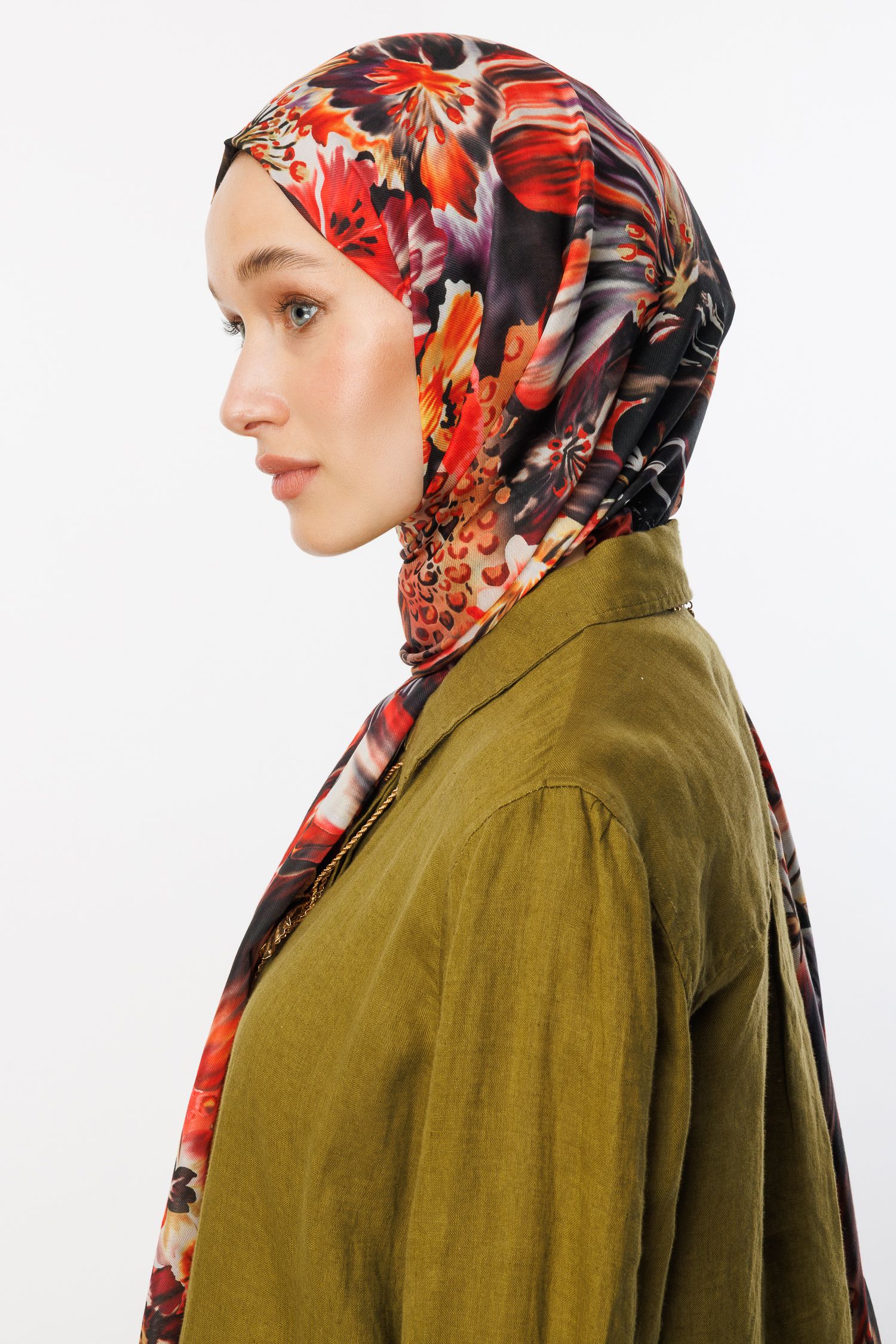 Larin Patterned Cotton Shawl - Burgundy