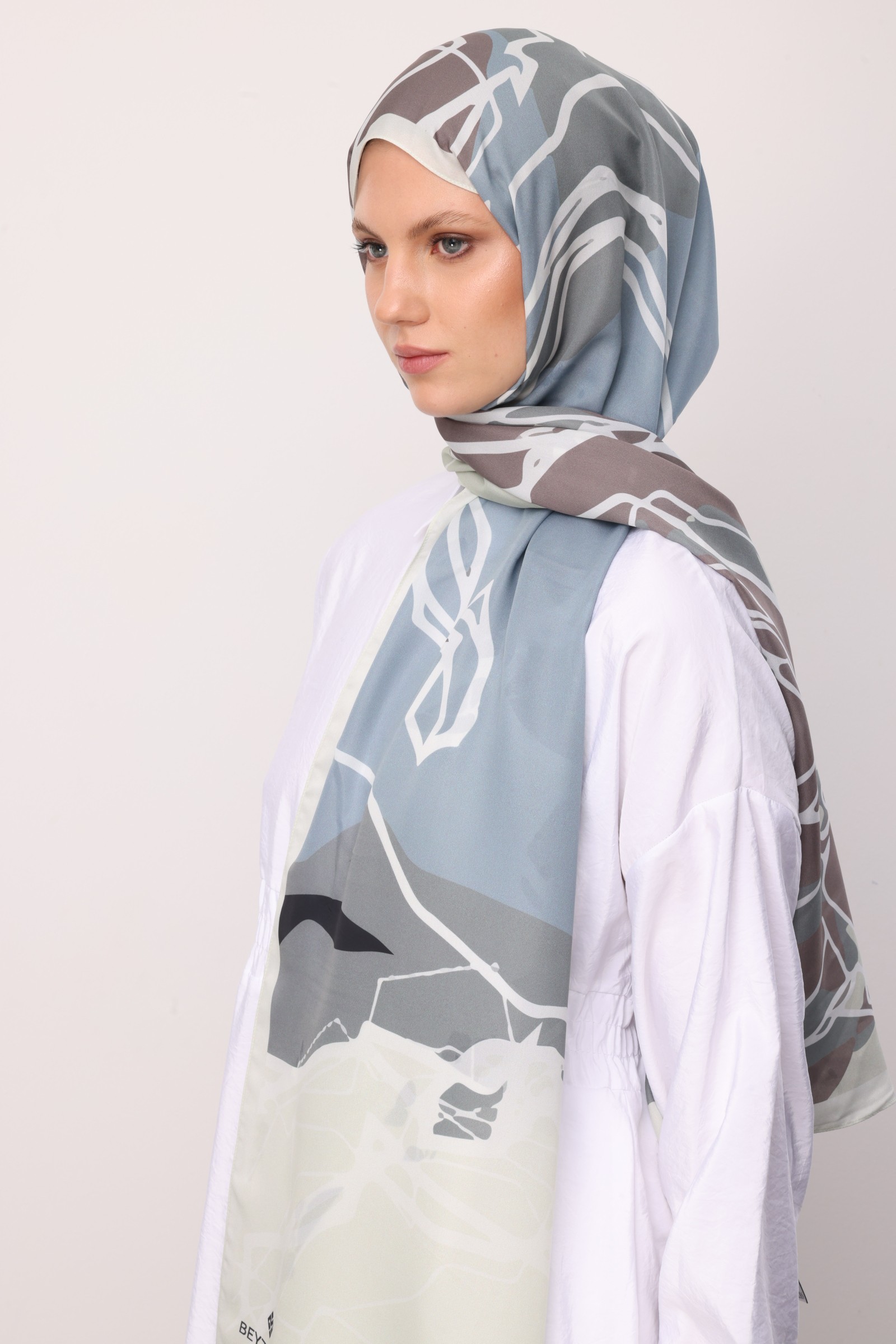 Turna Desen Sakura İpek Şal - Sarı