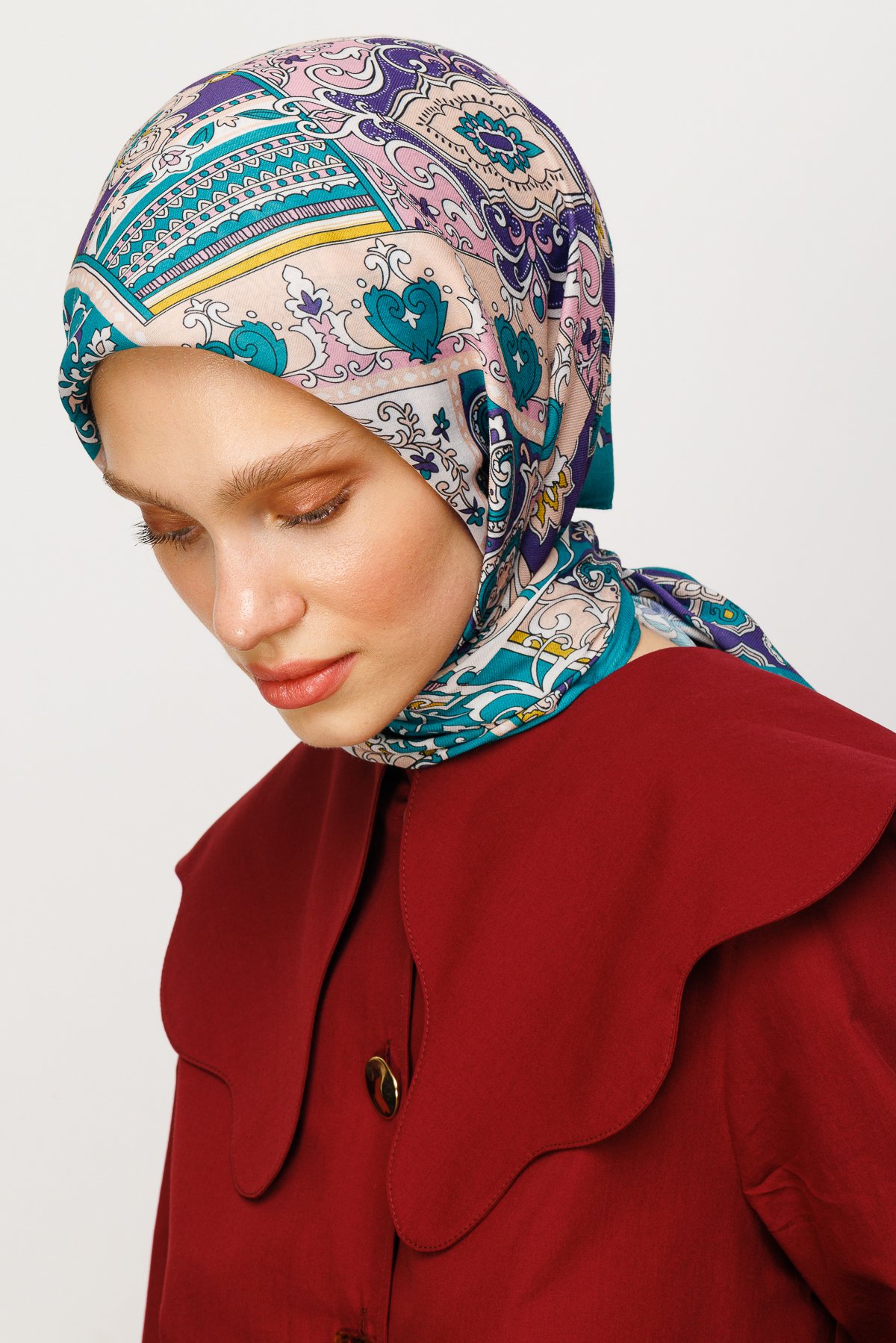 40 Patch Pattern Digital Soft Scarf - Turquoise