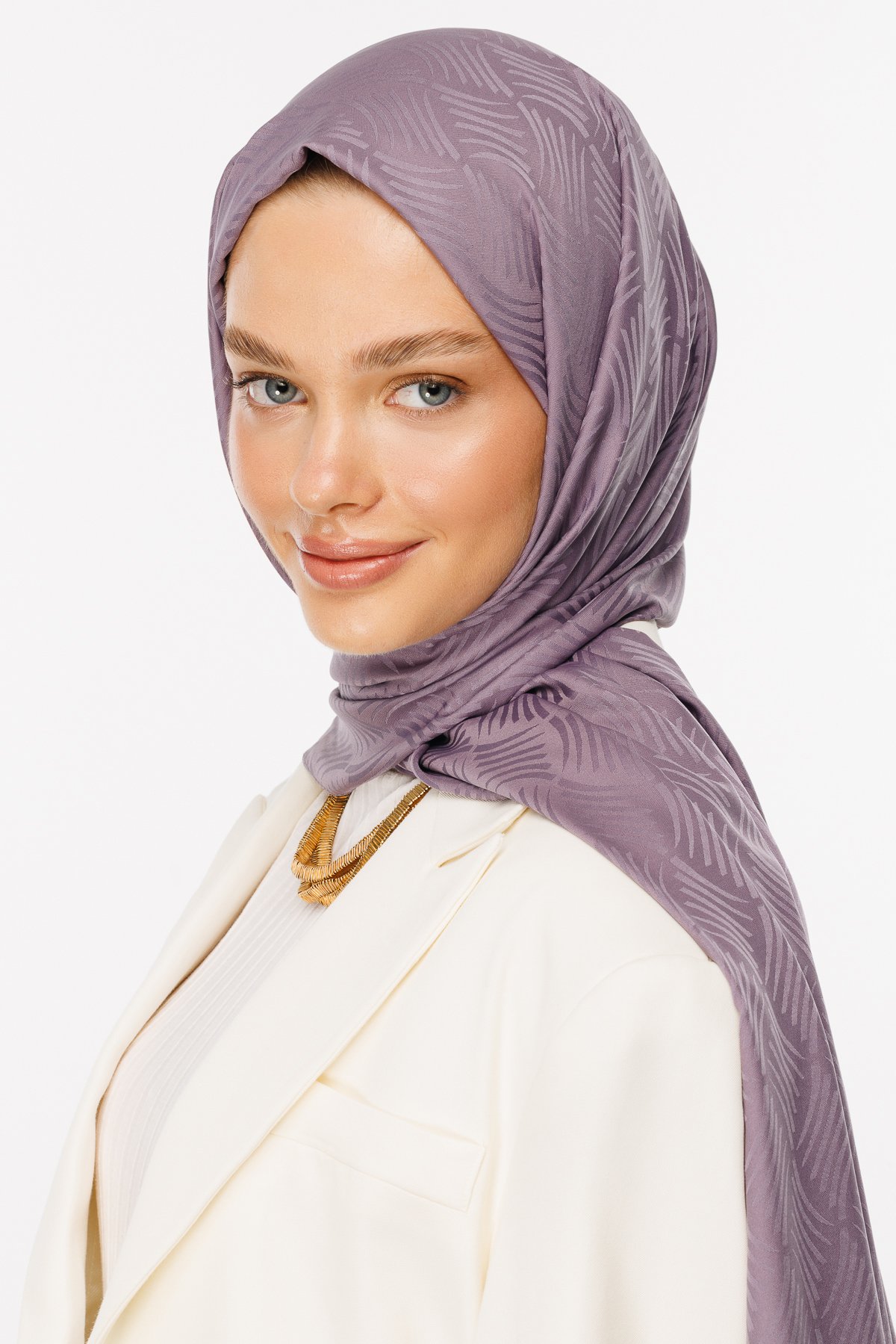 Aura Pattern Silk Jacquard Shawl - Lavender