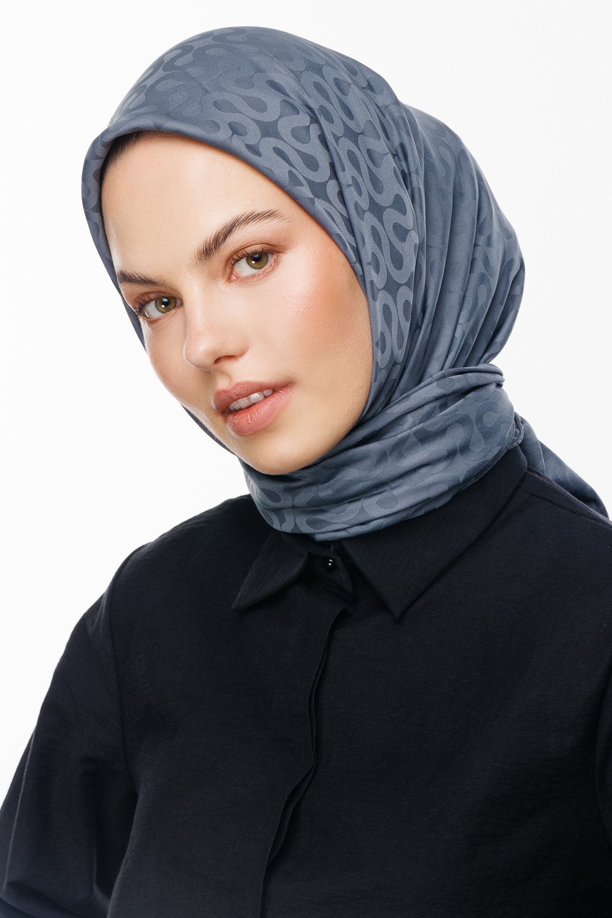 Moon Pattern Silky Jacquard Scarf - Smoked