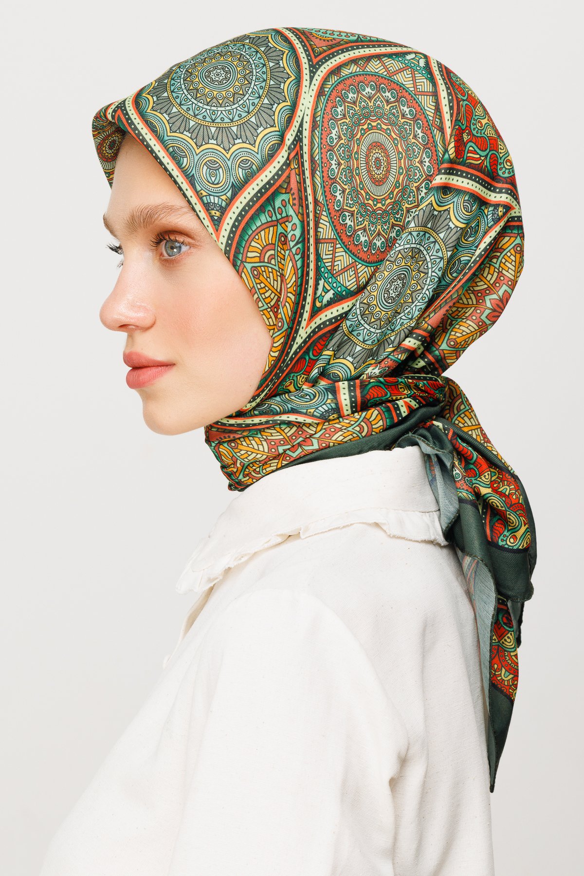 Ethnic Pattern Digital Soft Scarf - Khaki