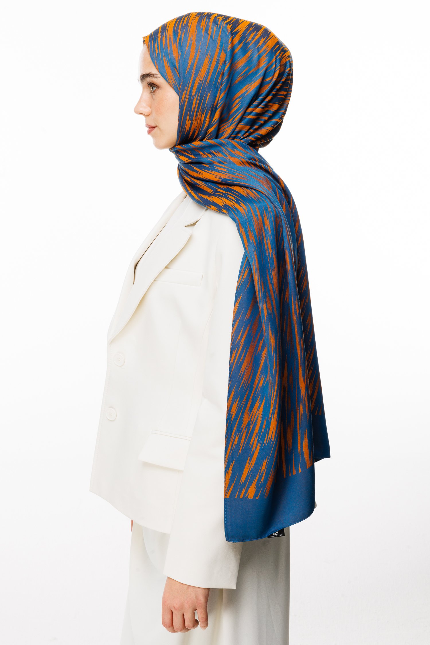 Marrakech Double Sided Shawl - Petrol Blue-Orange