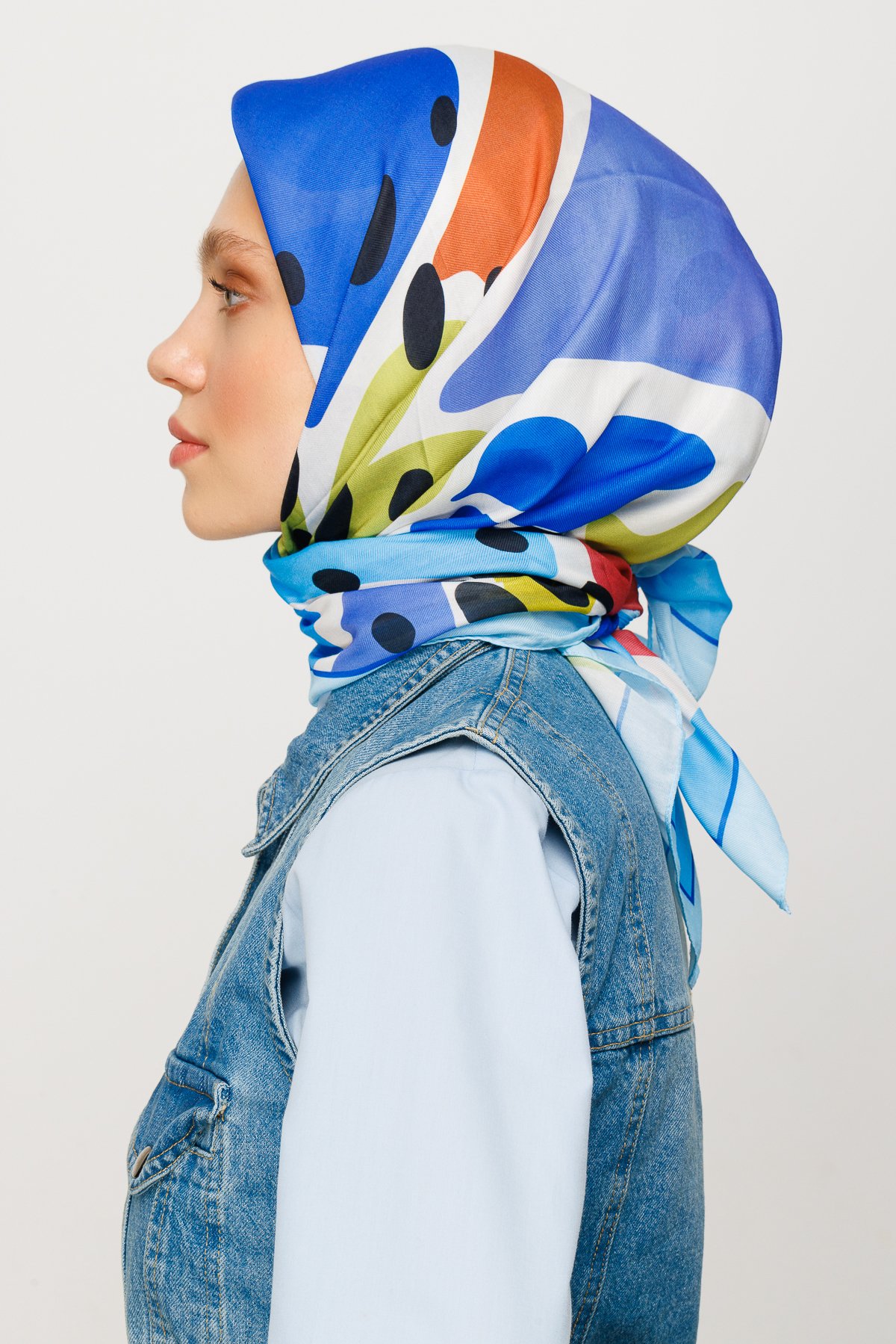 Bloom Pattern Digital Soft Scarf - Blue