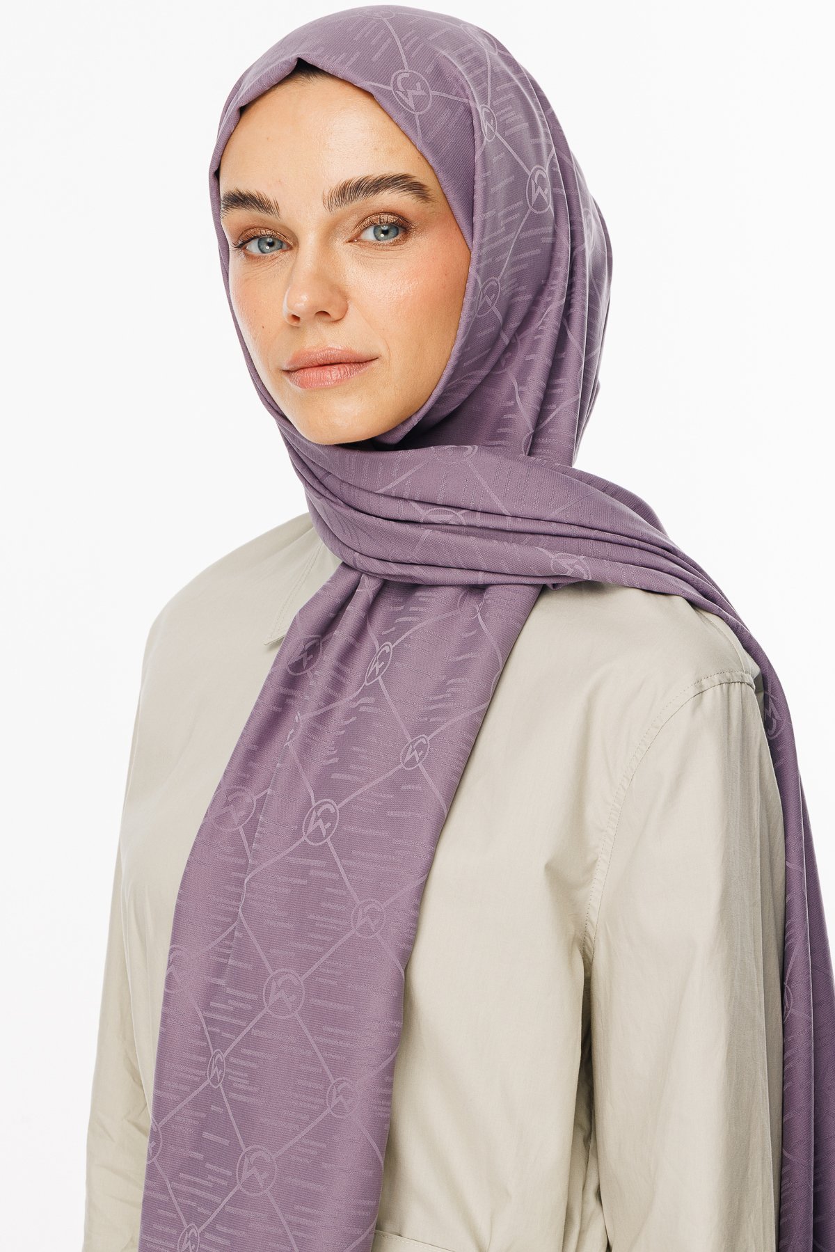 Moon Is Pattern Jacquard Shawl - Lavender