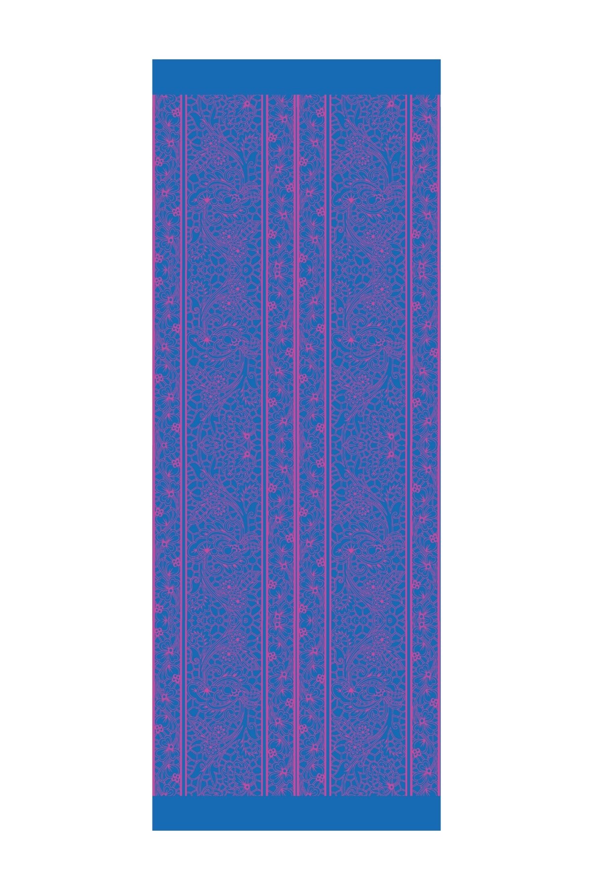 Lavin Pattern Double-Sided Shawl - Petrol Blue-Fuchsia
