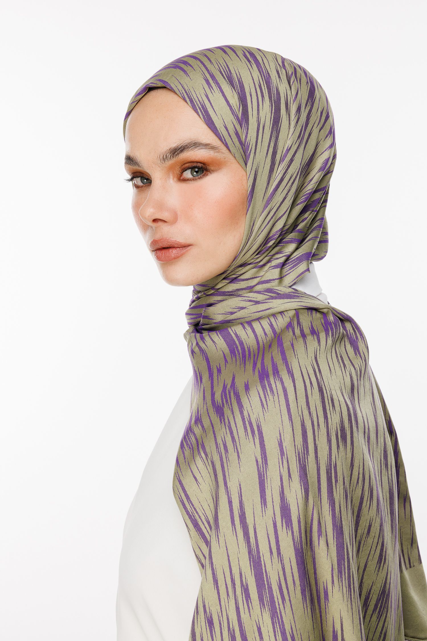 Marrakech Double Sided Shawl - Olive-Purple