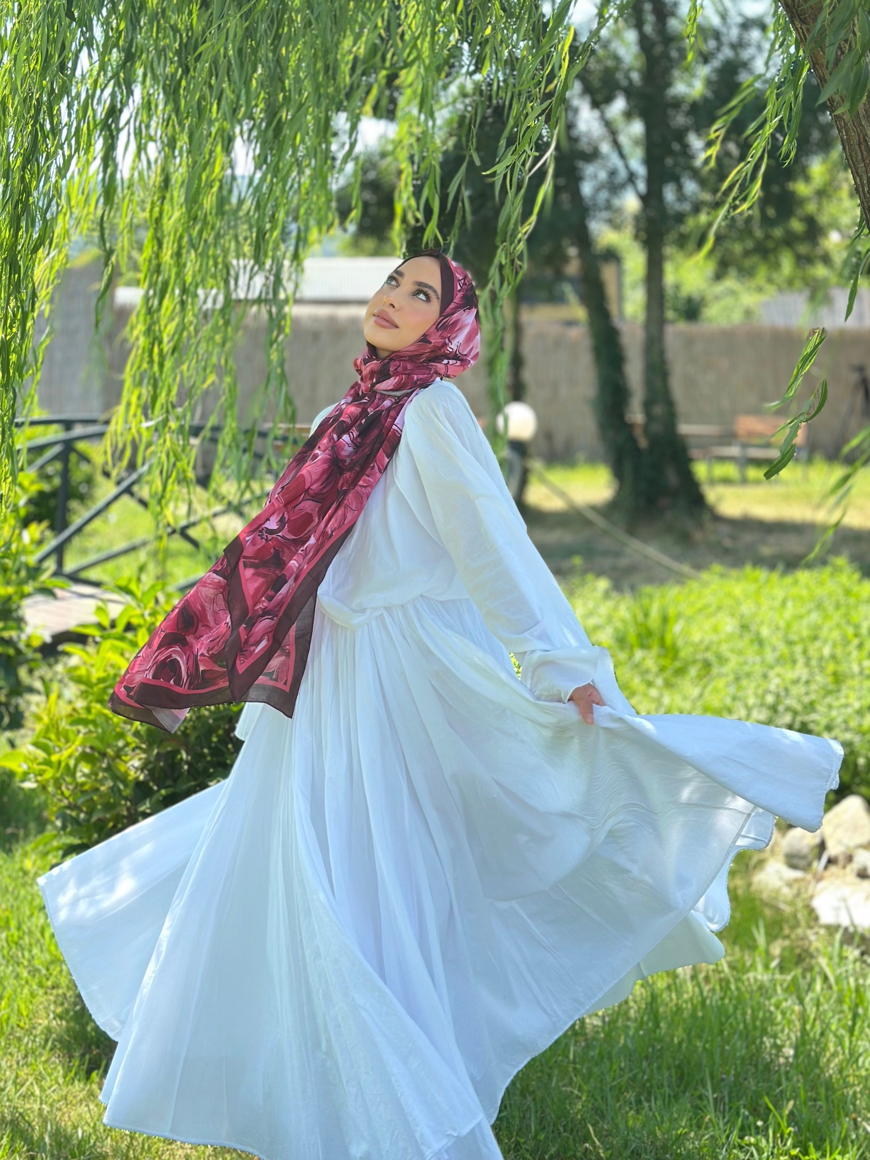 Bordo Rossel Desen Pamuk Şal