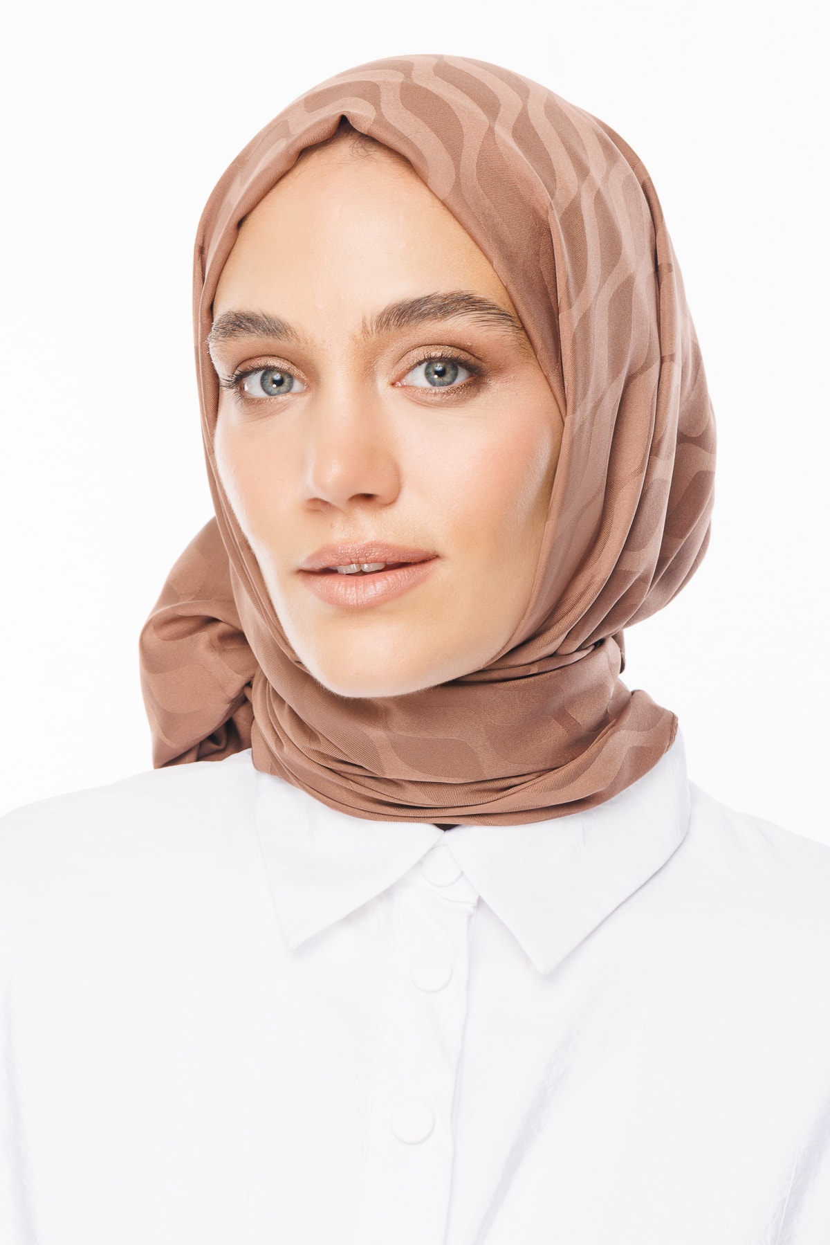 Wave-Pattern Silky Jacquard Shawl - Waterside