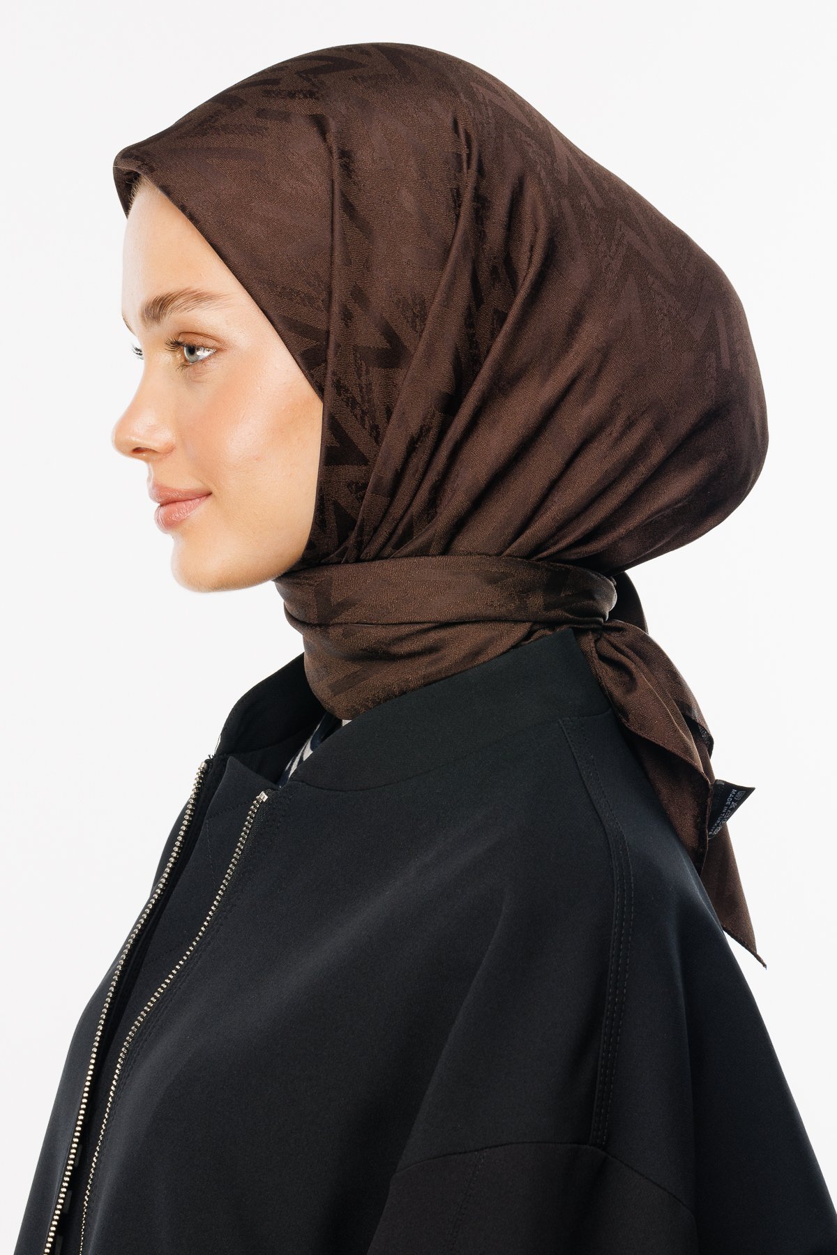 Nova Pattern Luxury Jacquard Scarf - Bitter Coffee