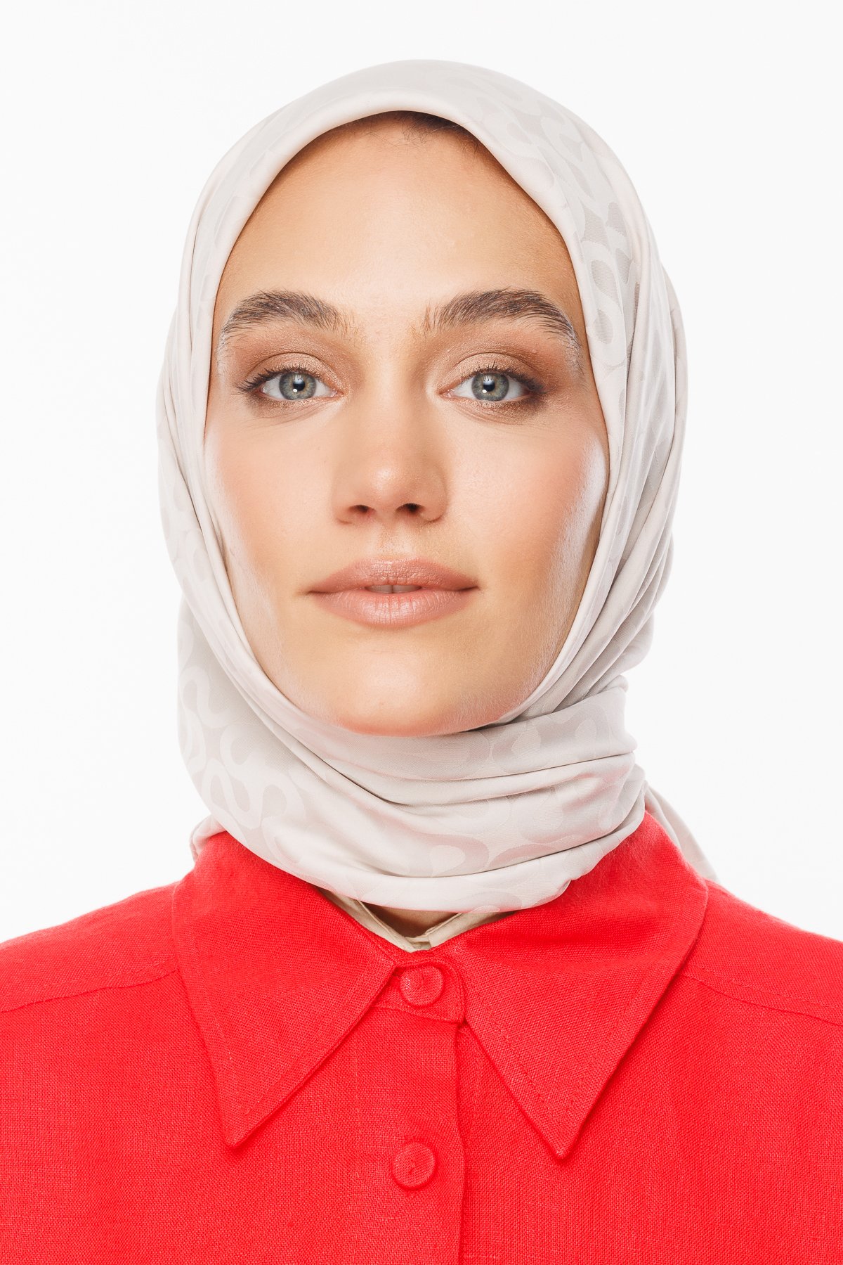 Moon Pattern Silky Jacquard Scarf - Stone Color