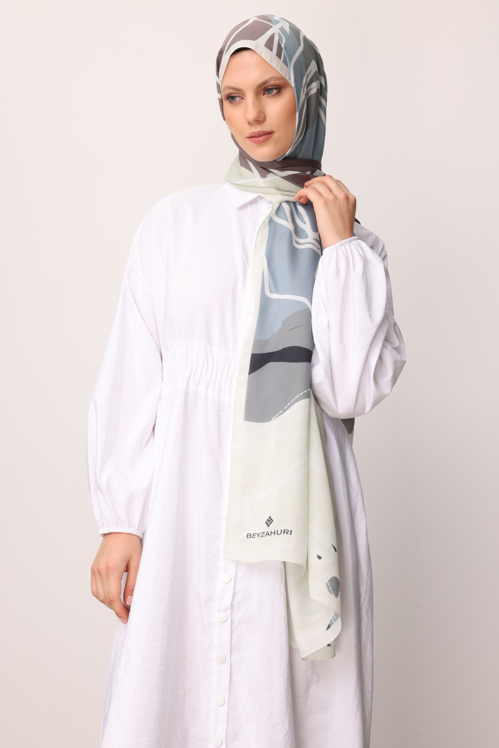 Turna Desen Sakura İpek Şal - Sarı