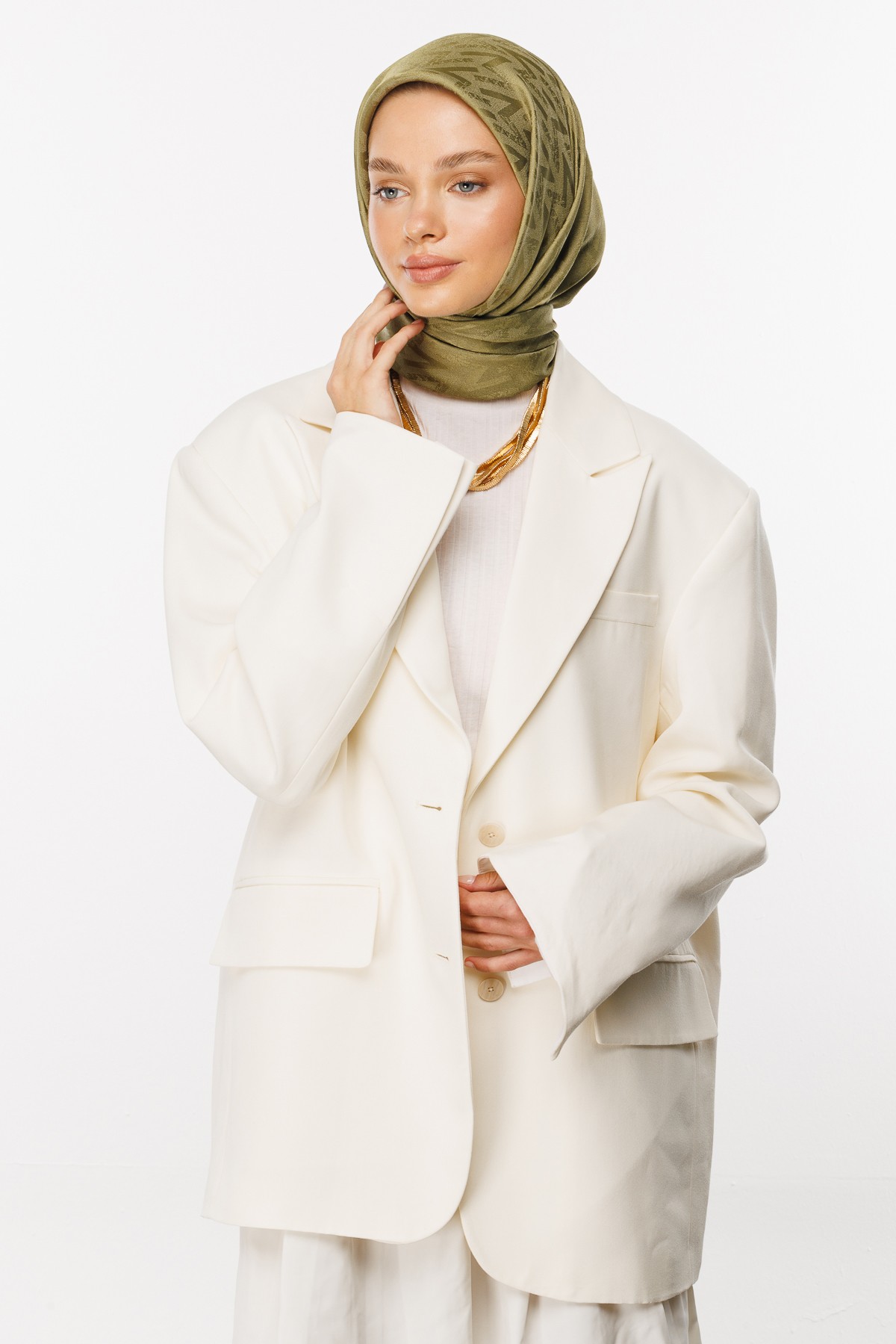 Nova Pattern Luxury Jacquard Scarf - Soft Green
