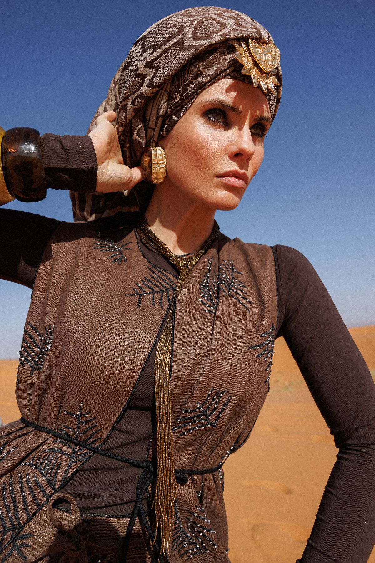 Marrakech Double Sided Shawl - Bitter Coffee-Beige