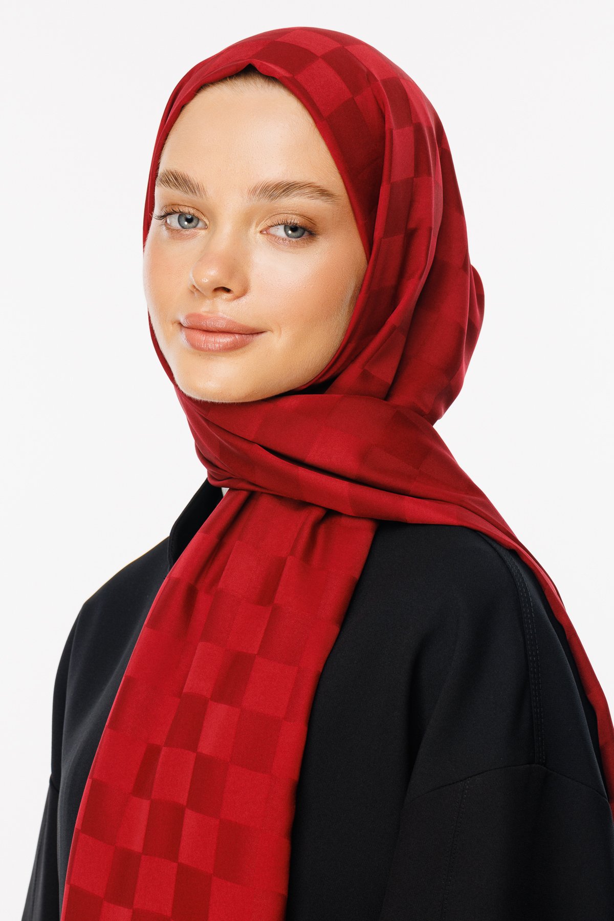 Checkers Pattern Silk Jacquard Hijab