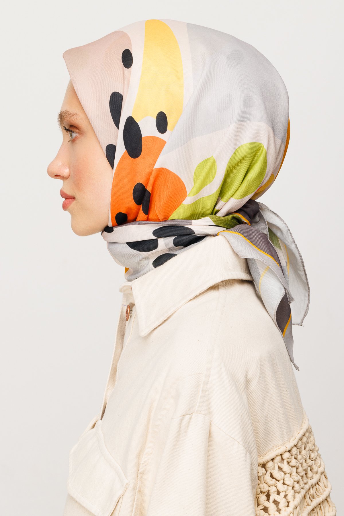 Bloom Pattern Digital Soft Scarf - Grey