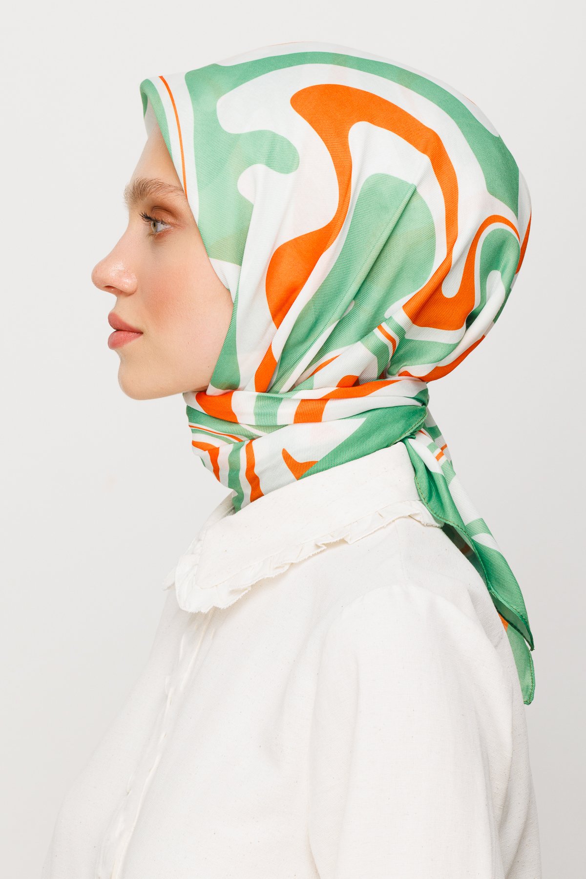 Mira Desen Dijital Soft Eşarp - Mint Yeşili