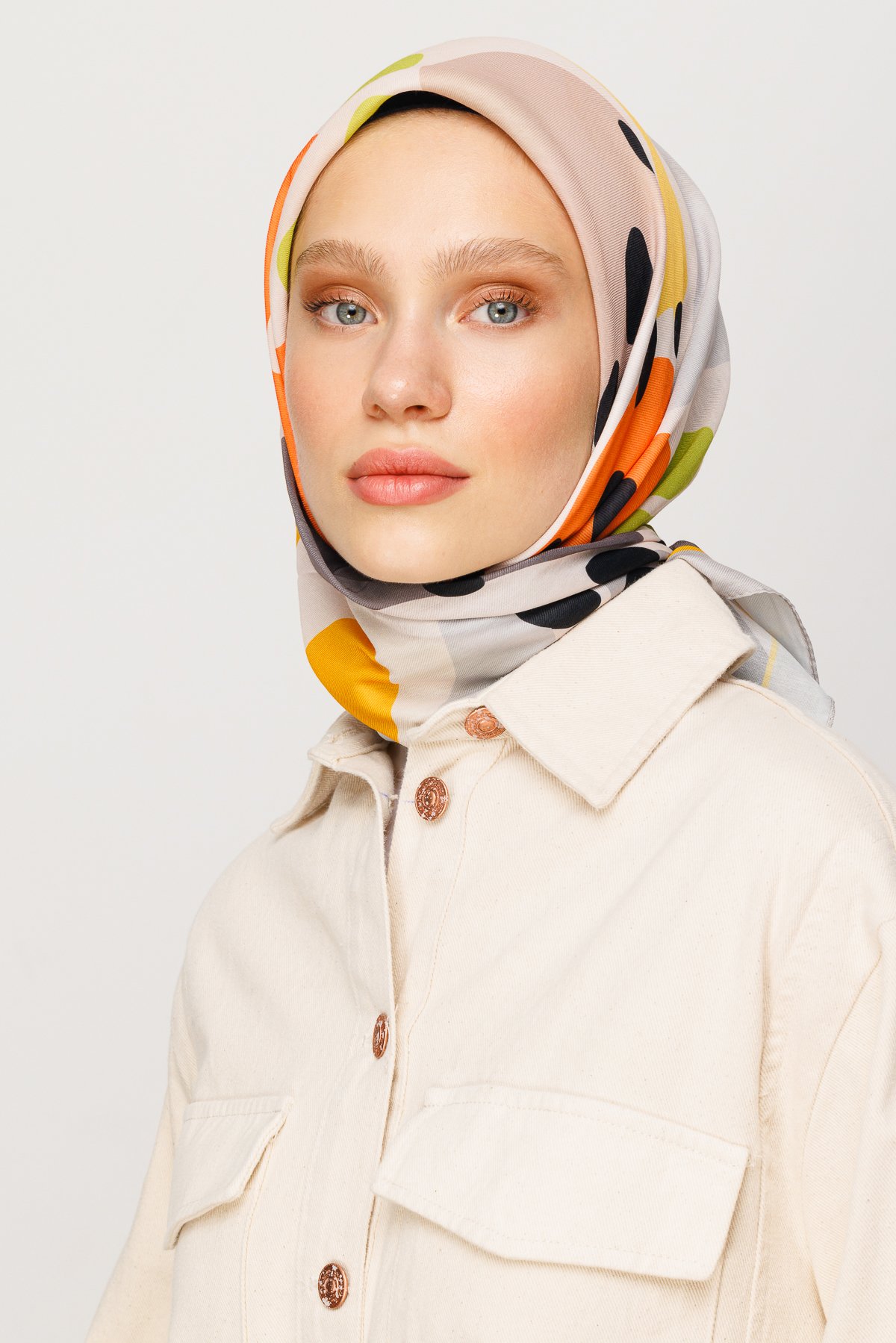 Bloom Pattern Digital Soft Scarf - Grey