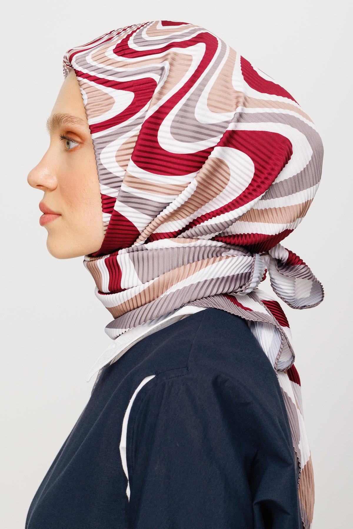 Mira Pattern Pleated Scarf - Mink