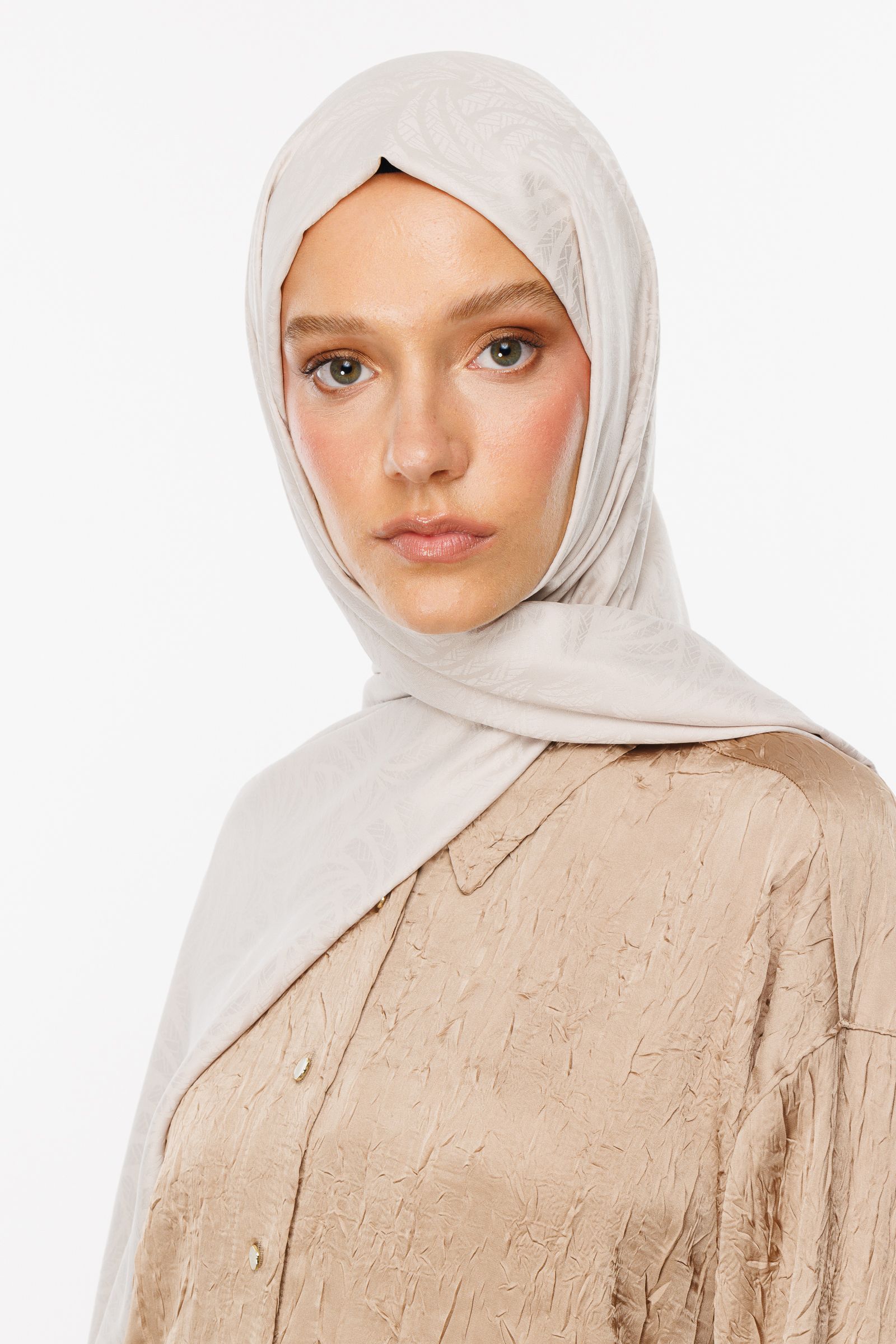 Artemis Pattern Silk Jacquard Shawl - Stone Color