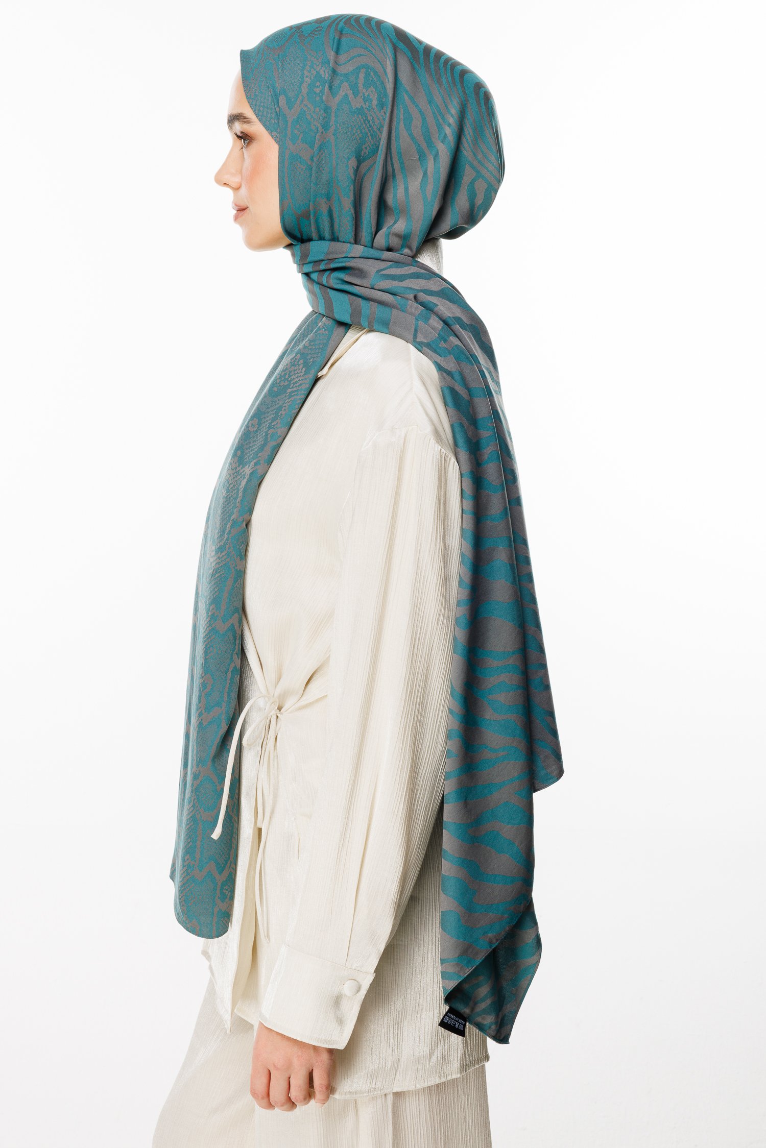 Marrakech Double Sided Shawl - Dark Gray-Emerald