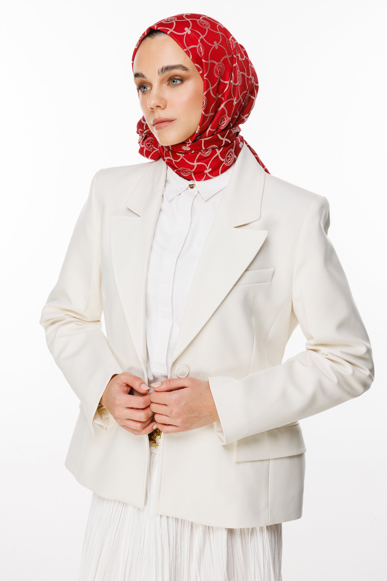 Marrakech Pattern Double-Sided Shawl - Burgundy-Mint Green