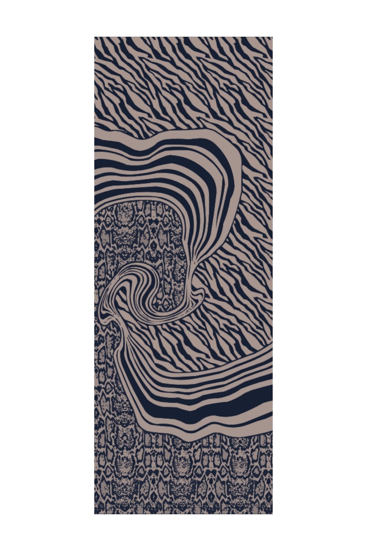 Marrakech Double Sided Shawl - Navy Blue-Beige