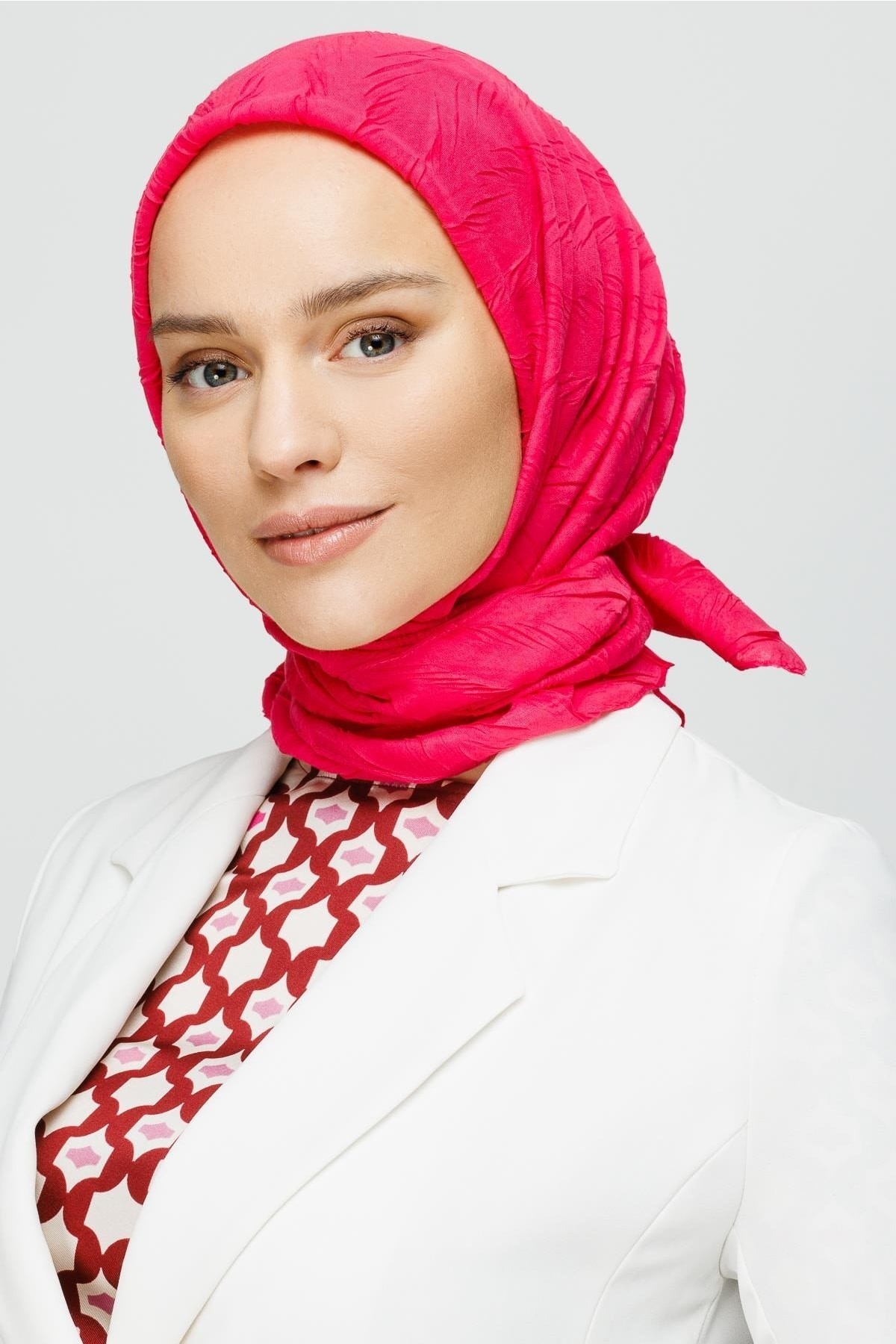 Fuşya Piliseli Bambu Eşarp
