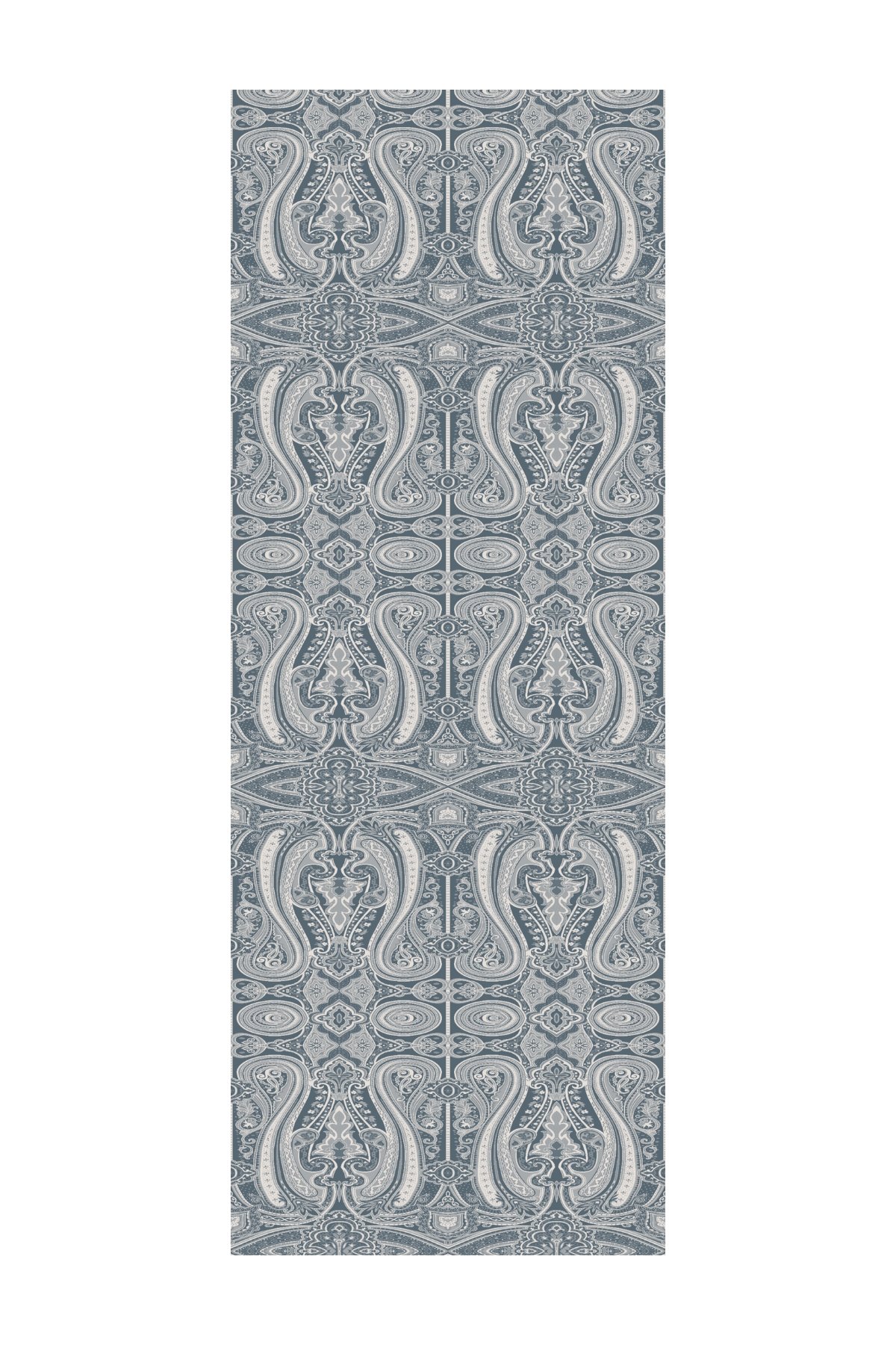 Liva Pattern Shine Line Shawl - Petrol Blue-Beige