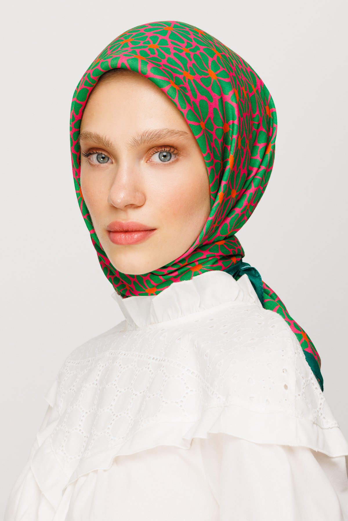 Clover Pattern Digital Soft Scarf - Fuchsia