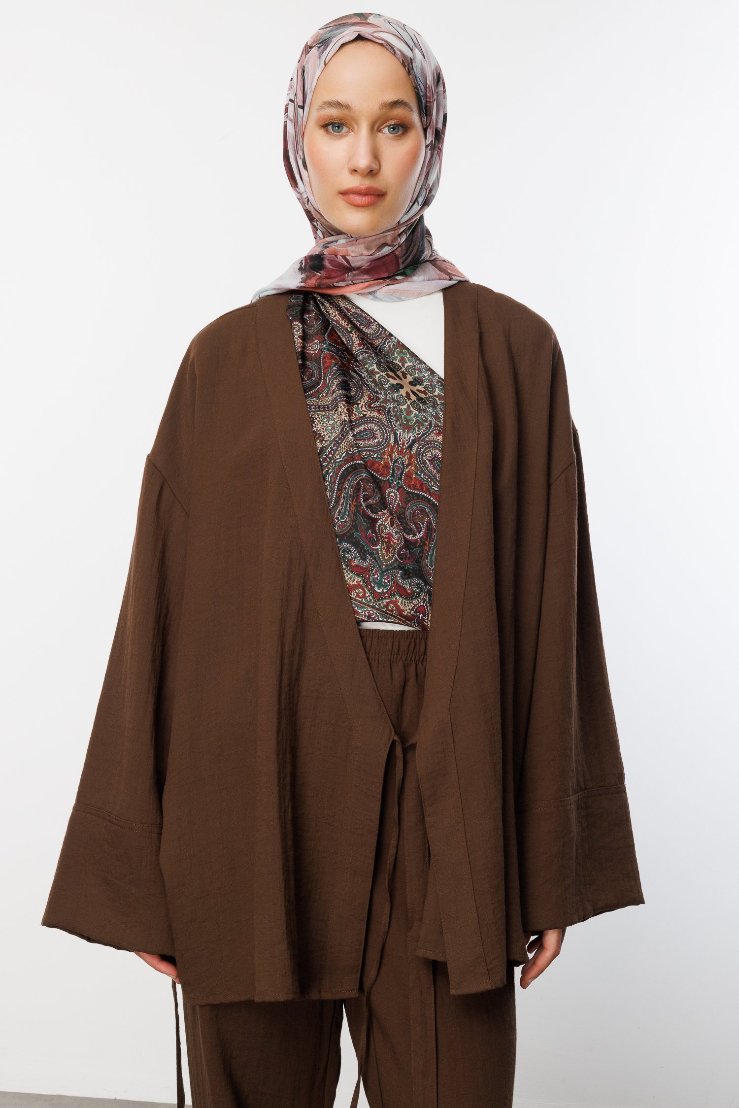 Patterned Cotton Shawl - Powder