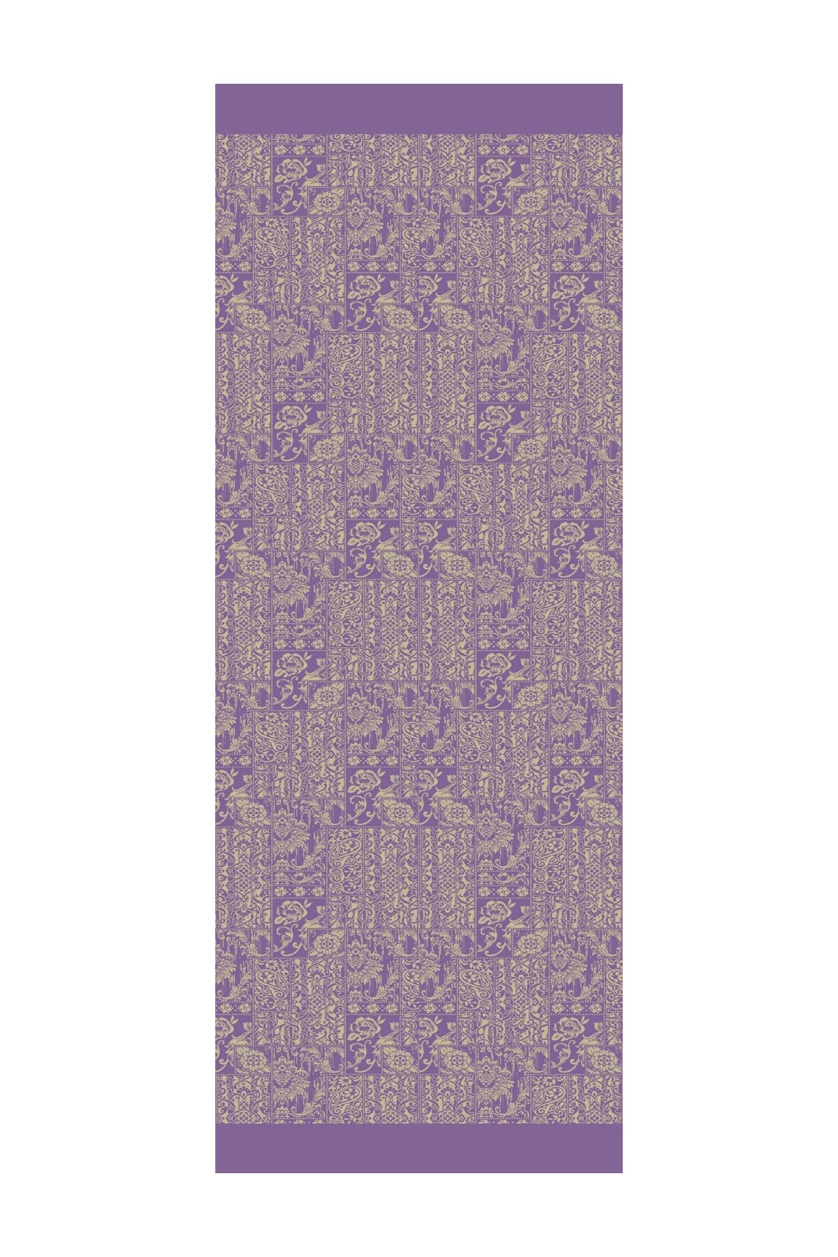 Henna Pattern Double-Sided Shawl - Olive-Purple