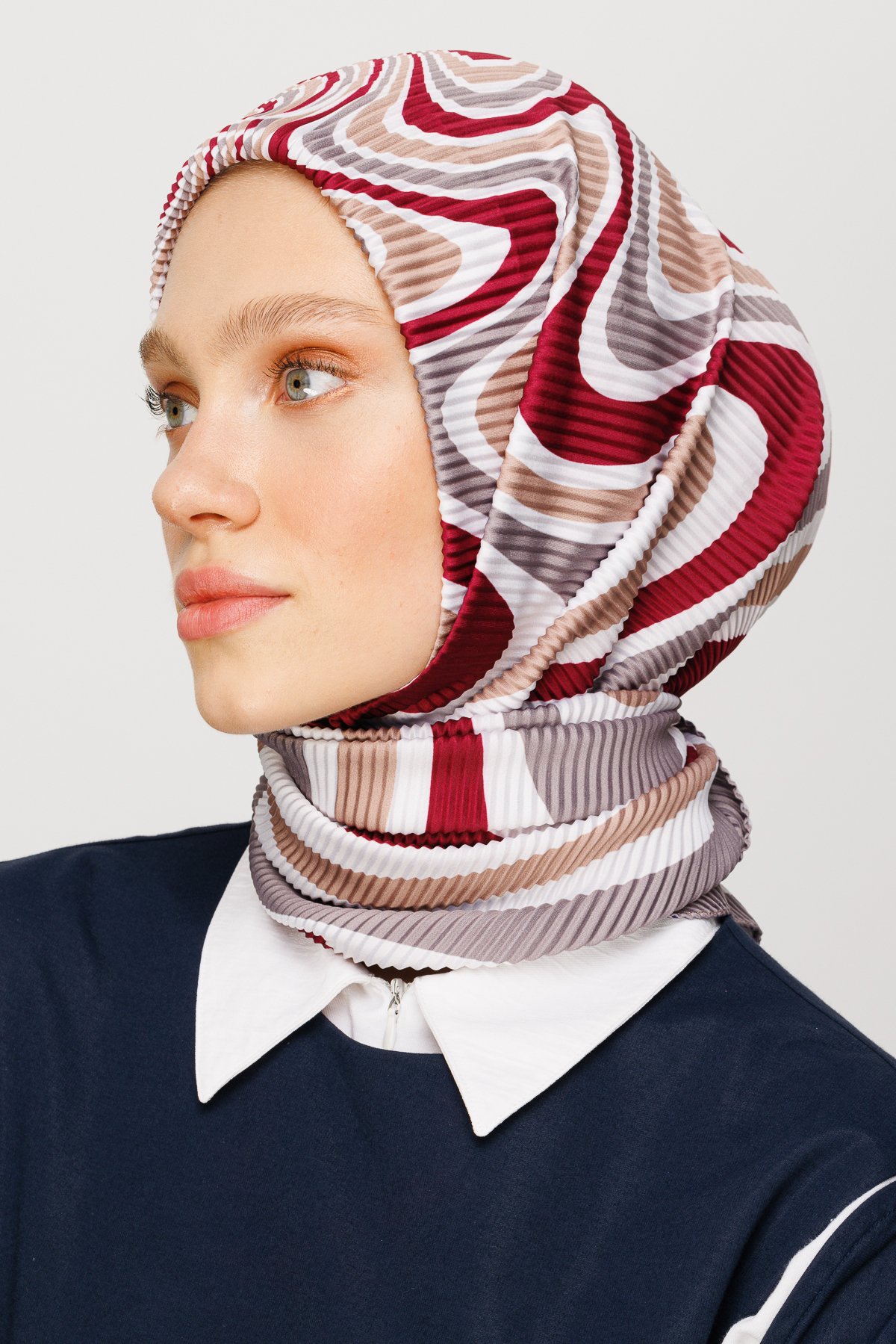 Mira Pattern Pleated Scarf - Mink