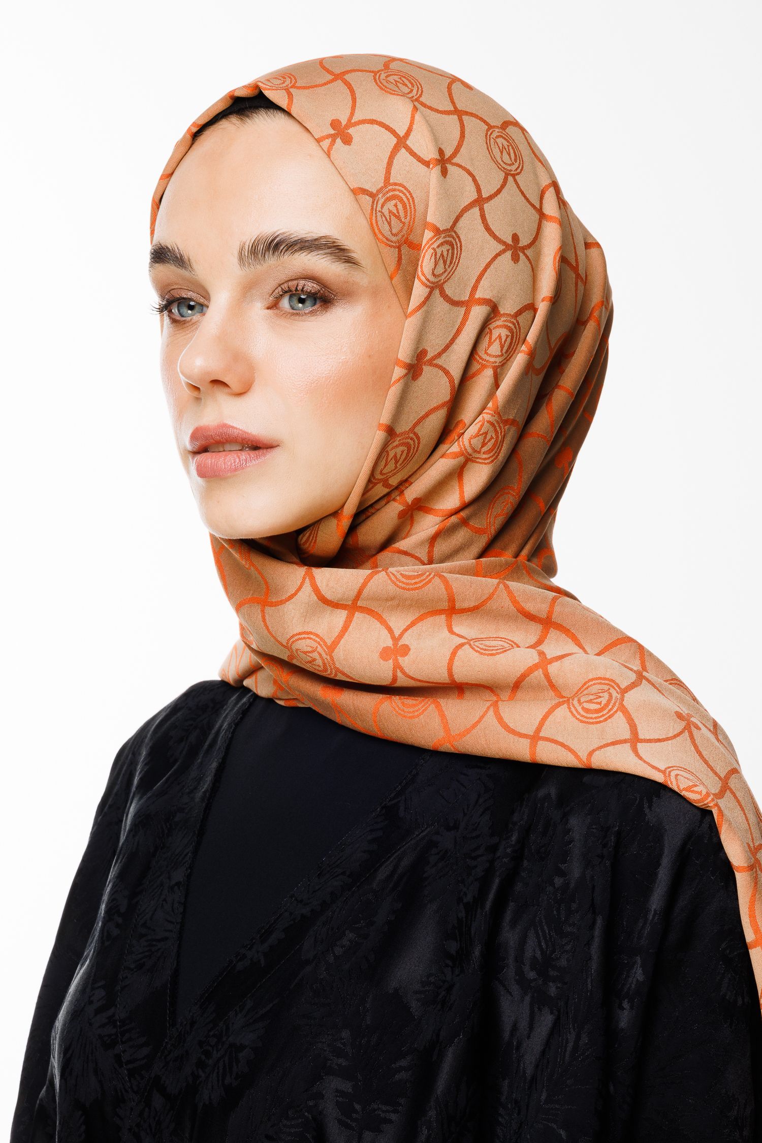 Marrakech Pattern Double-Sided Shawl - Mink-Cinnamon