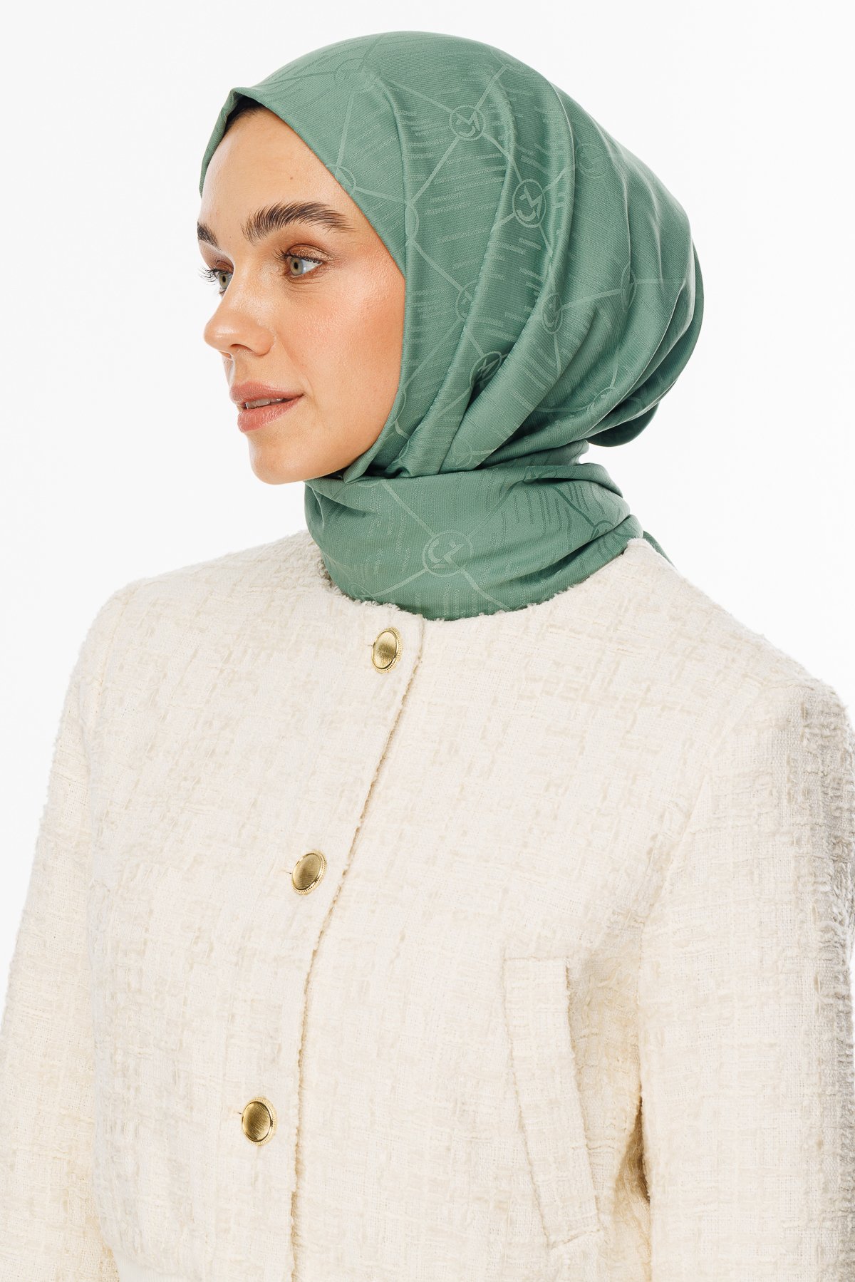 Moon Is Pattern Jacquard Shawl - Mold Green