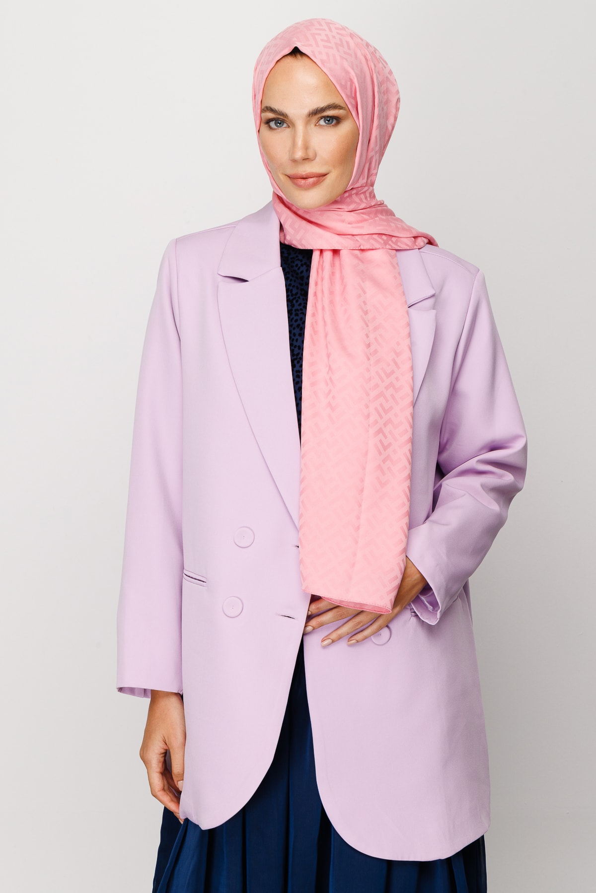 Z Pattern Silky Jacquard Shawl - Sugar Pink