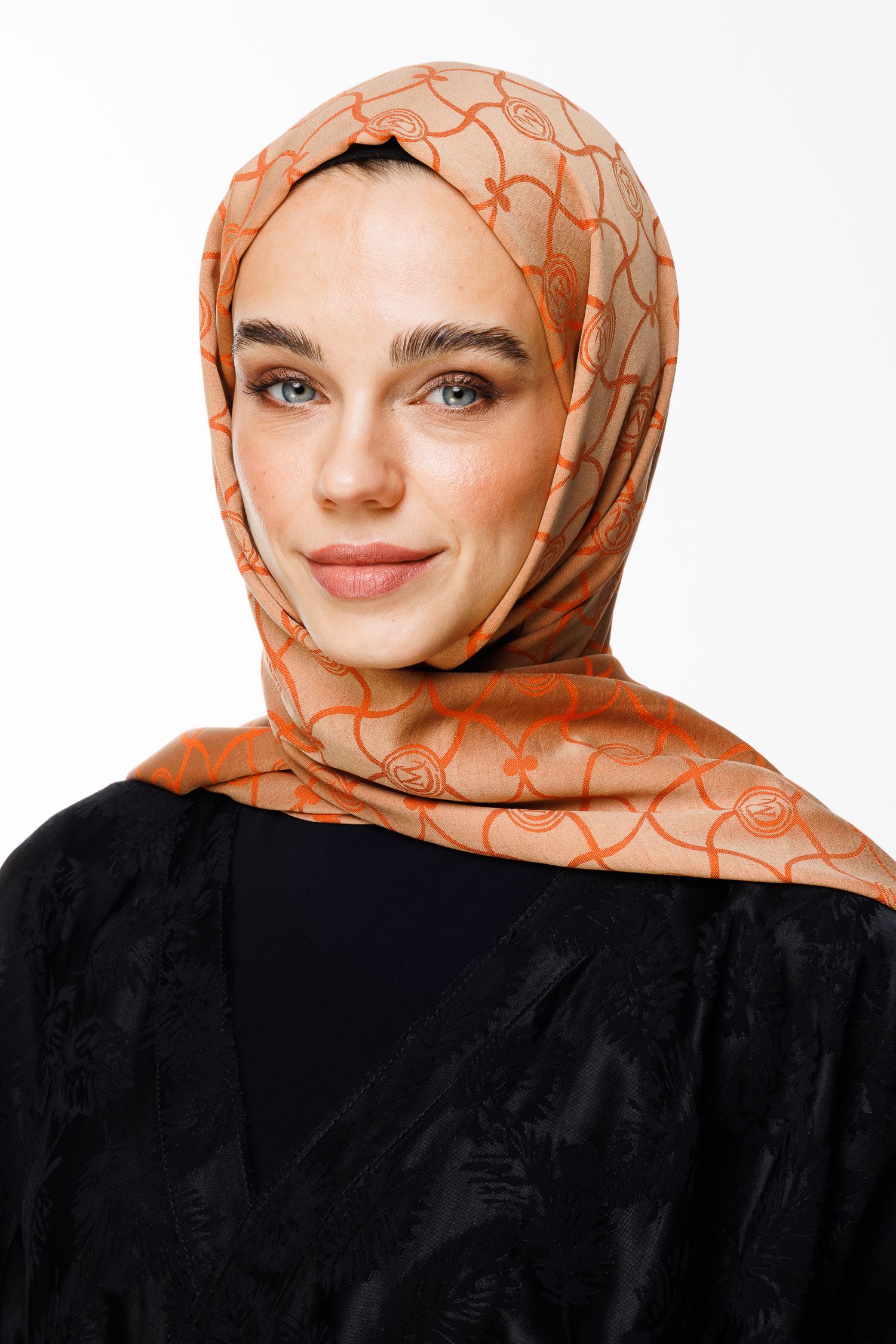 Marrakech Pattern Double-Sided Shawl - Mink-Cinnamon