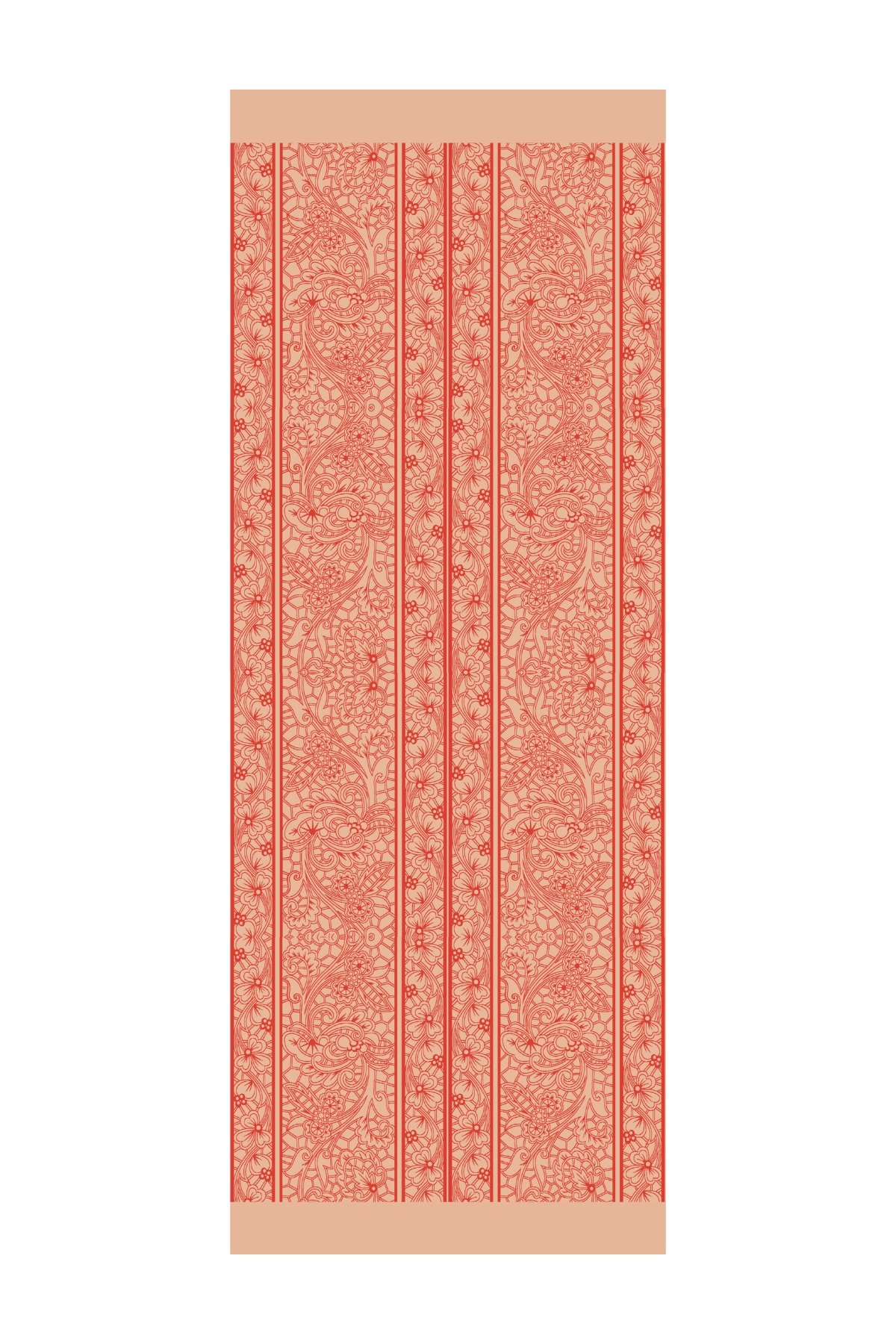 Lavin Pattern Double-Sided Shawl - Mink-Red