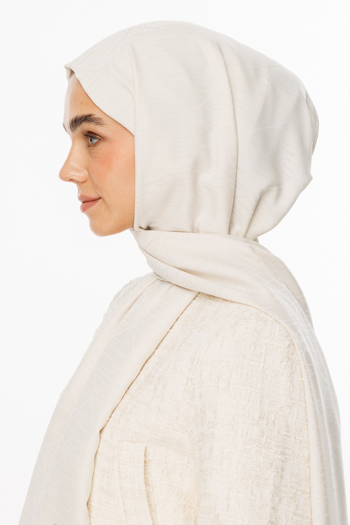 Moon Is Pattern Jacquard Shawl - Pearl