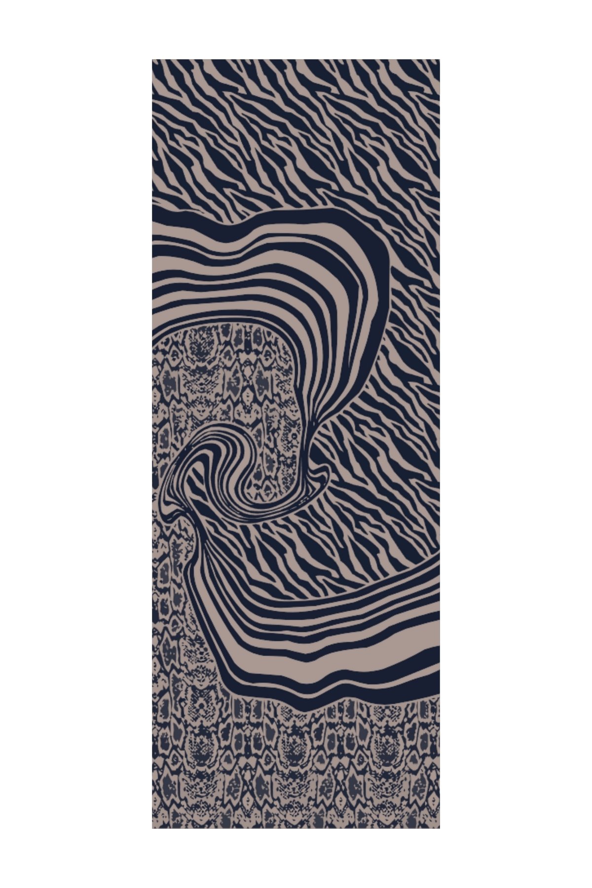 Marrakech Double Sided Shawl - Navy Blue-Beige