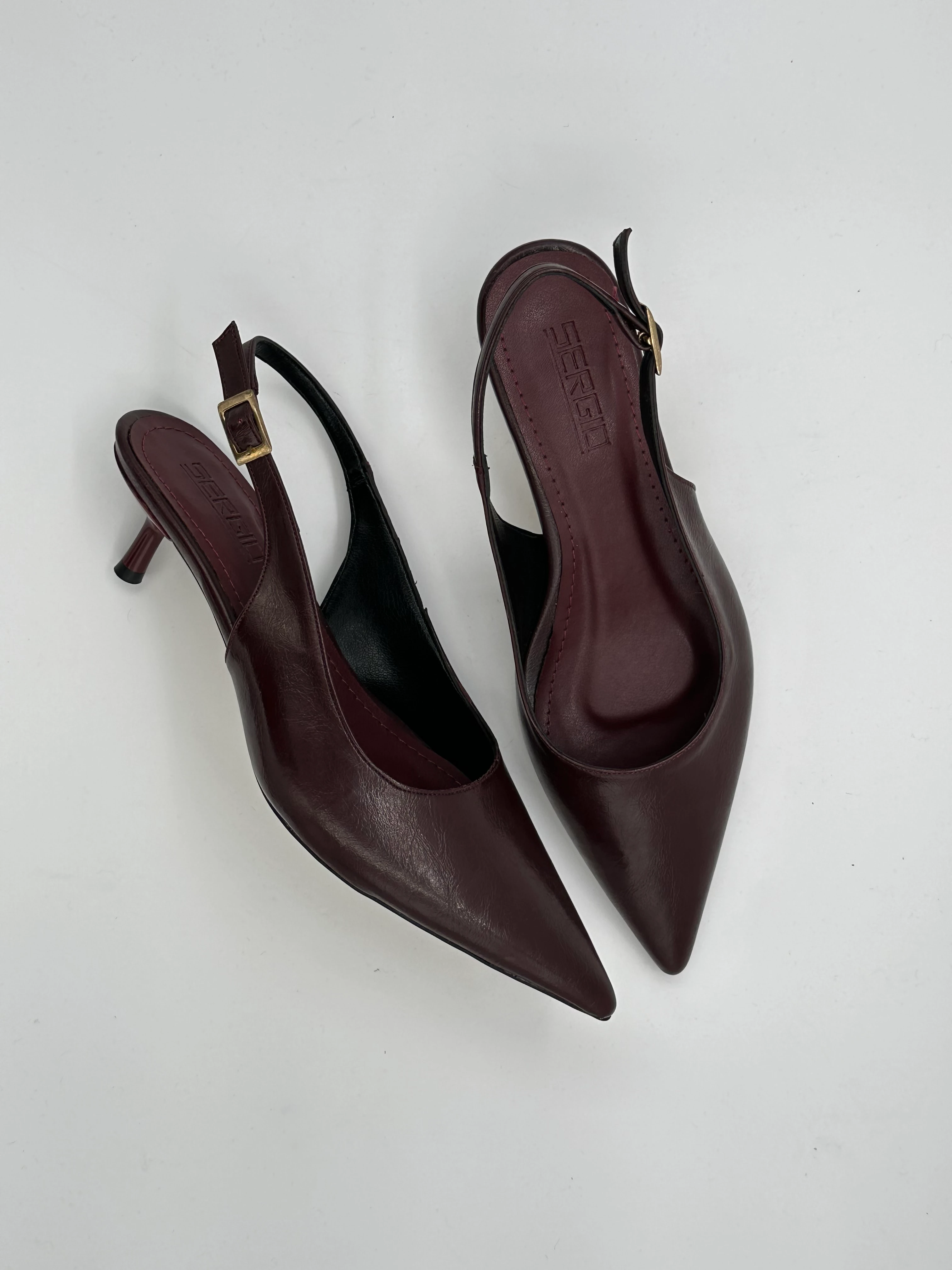 Arkası Açık Bordo Stiletto 