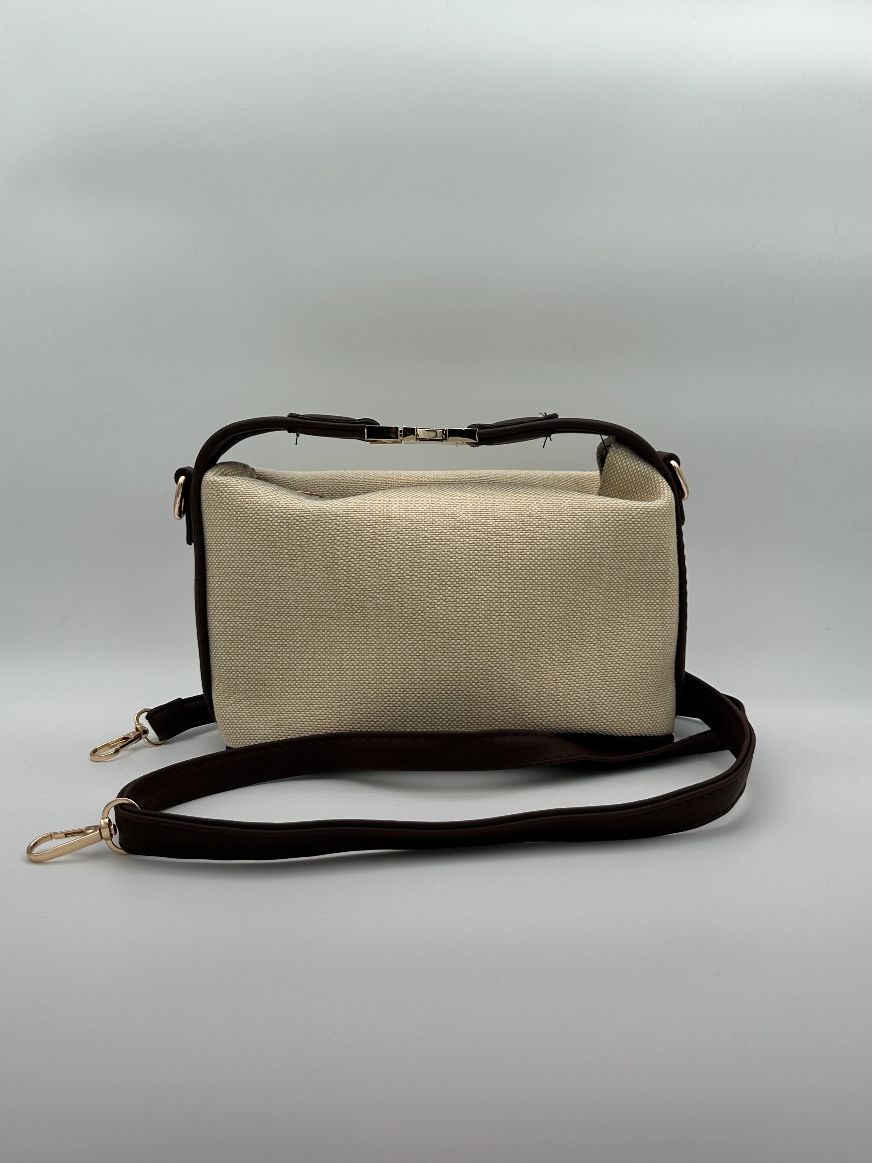 Üstten Kilitli Hasır Çanta - Acı Kahve