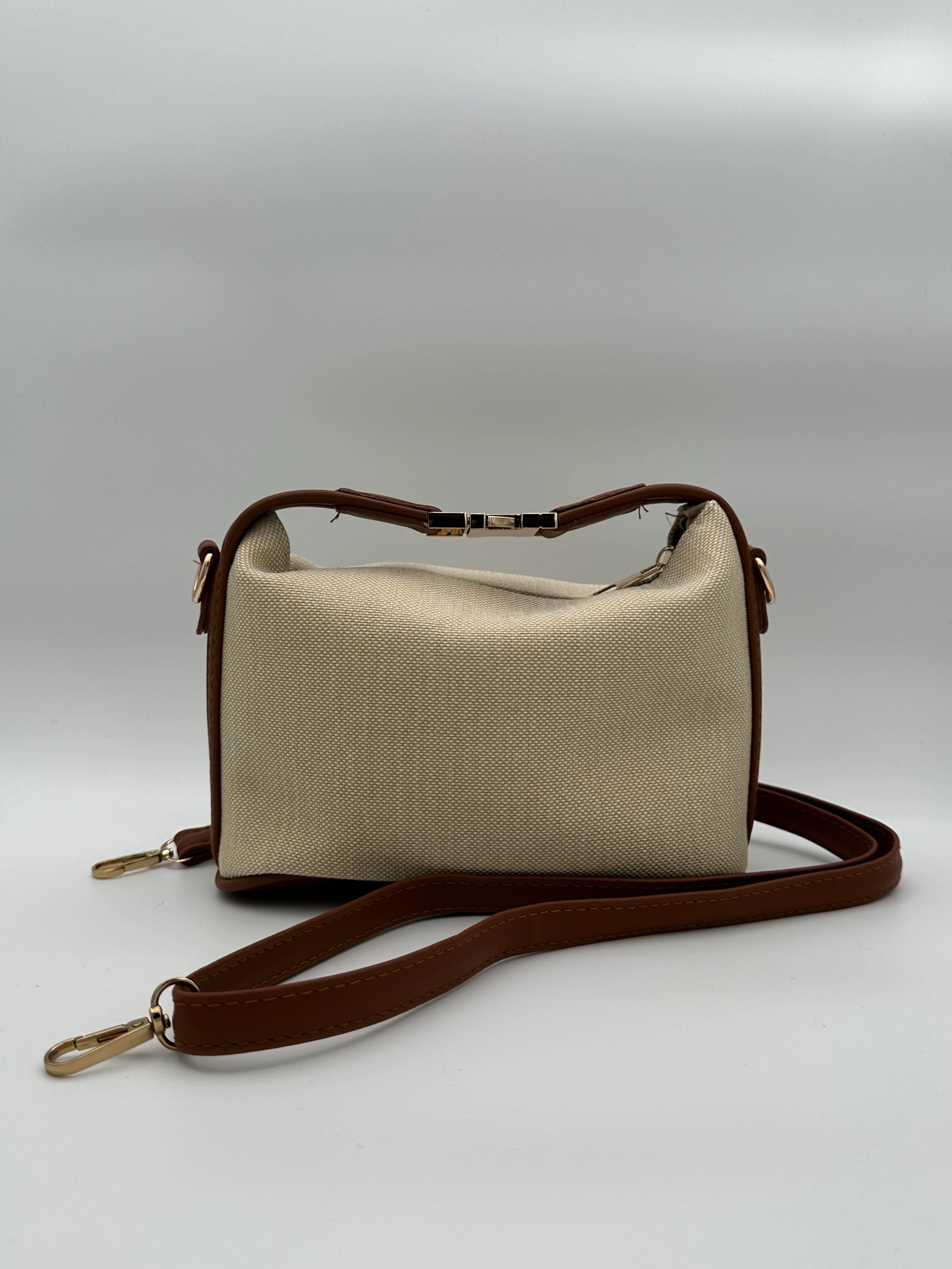 Üstten Kilitli Hasır Çanta - Kahverengi