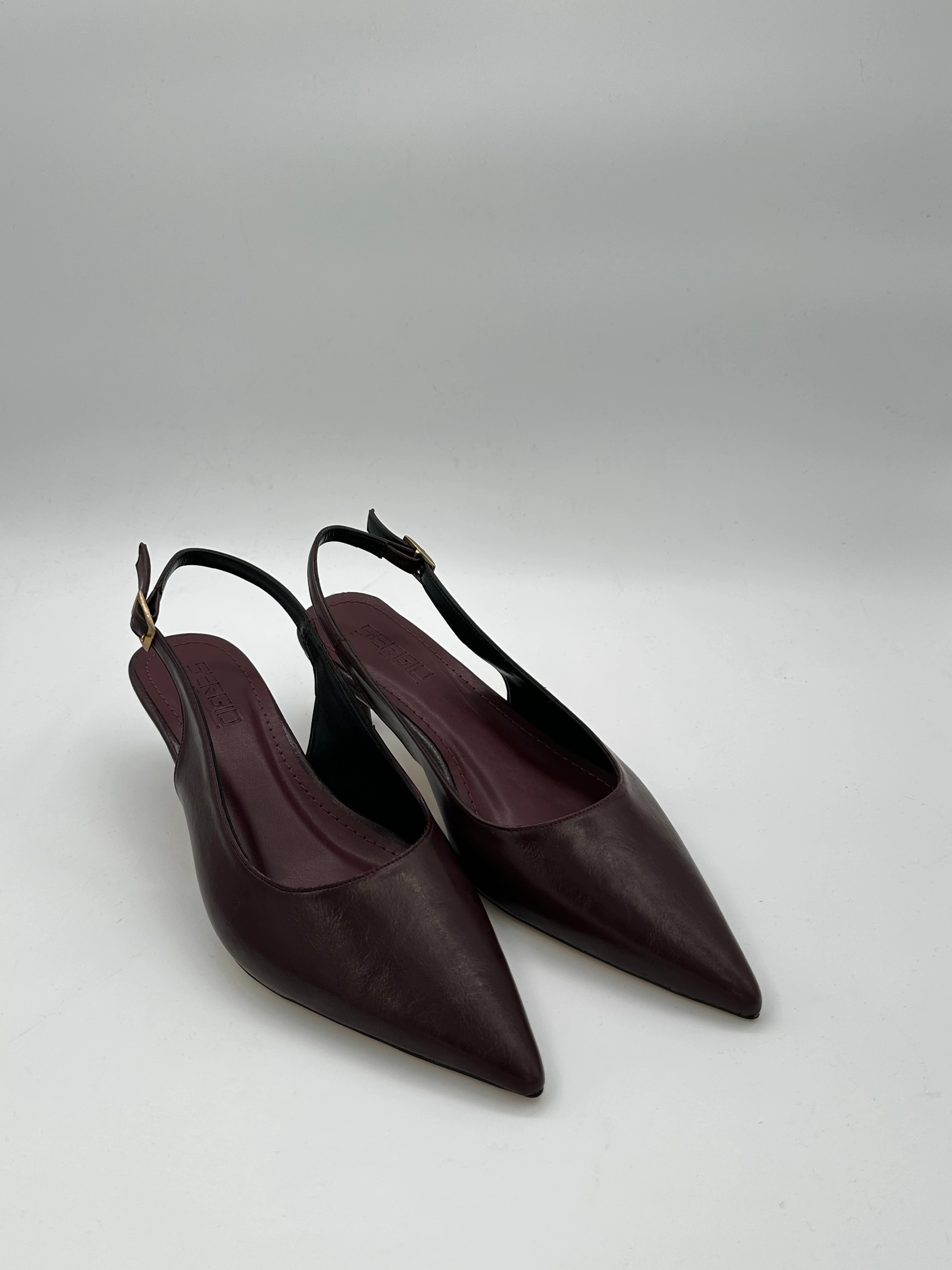 Arkası Açık Bordo Stiletto 