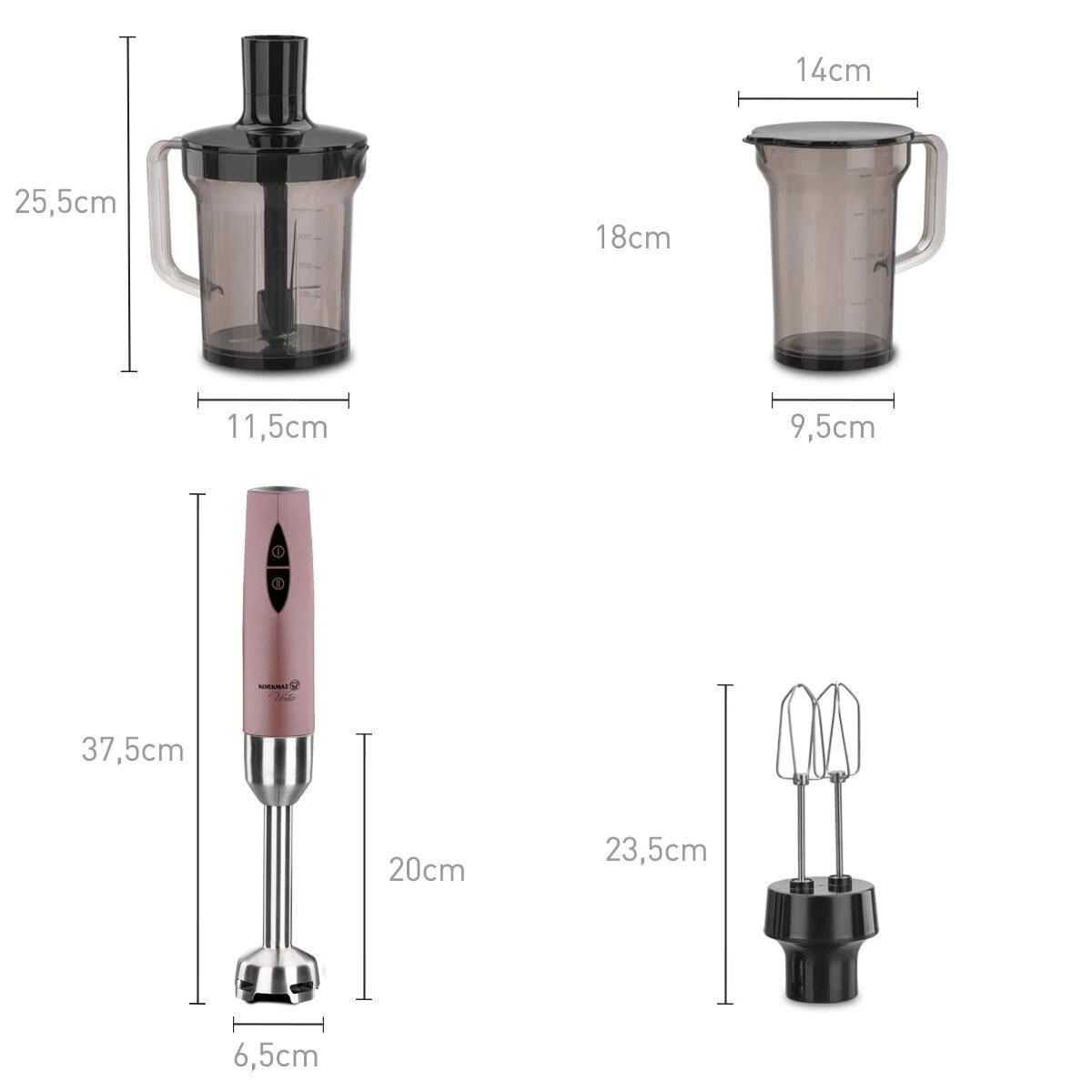 KORKMAZ A445-05 VERTEX MEGA BLENDER SET ROSAGOLD