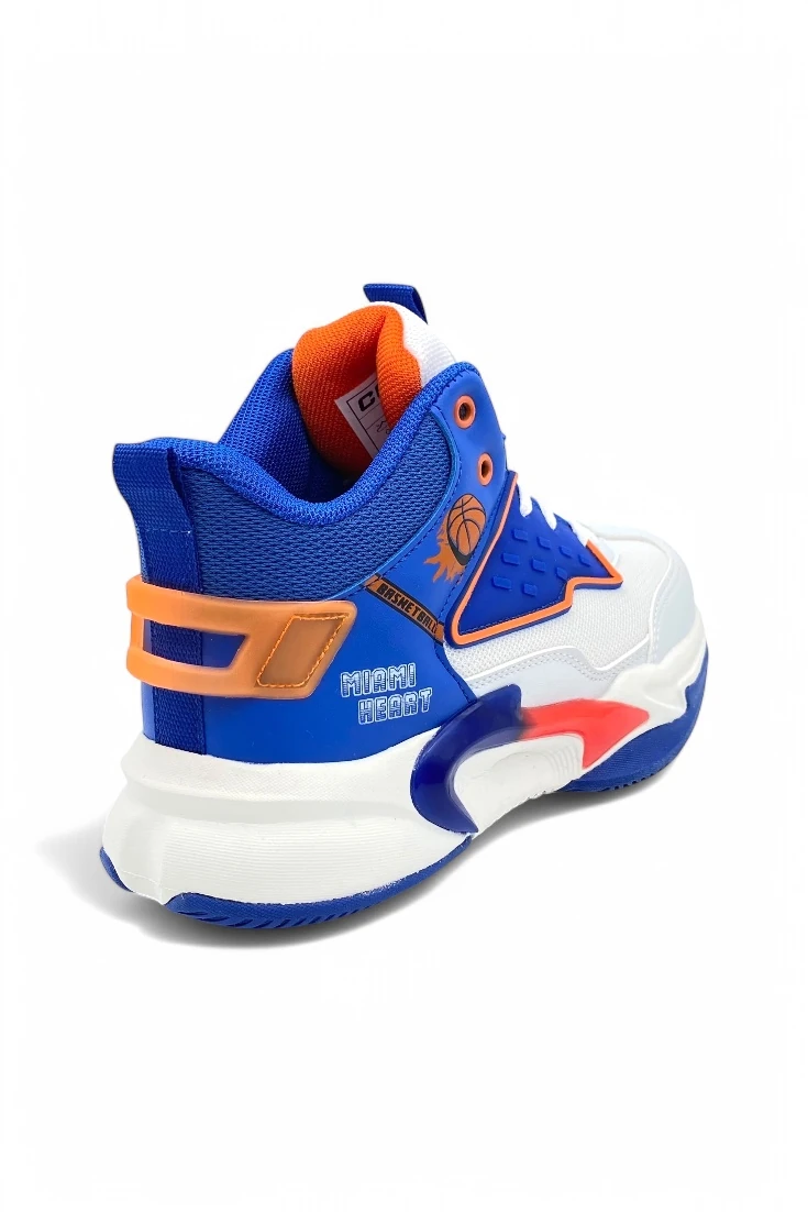 Ortopedik Taban Çocuk Basketbol Spor Ayakkabı - Beyaz Saks