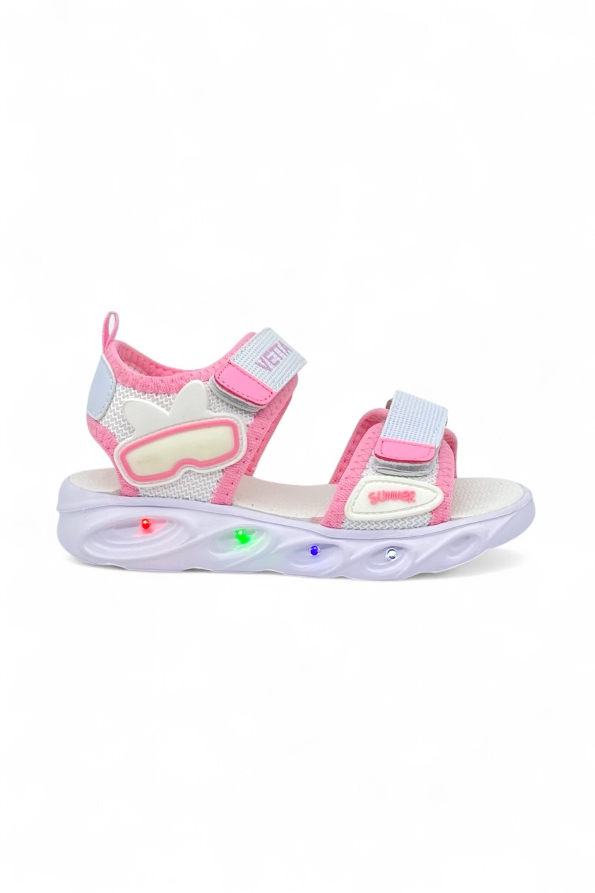 Işıklı Anatomik Taban Çocuk Sandalet - Beyaz Pembe