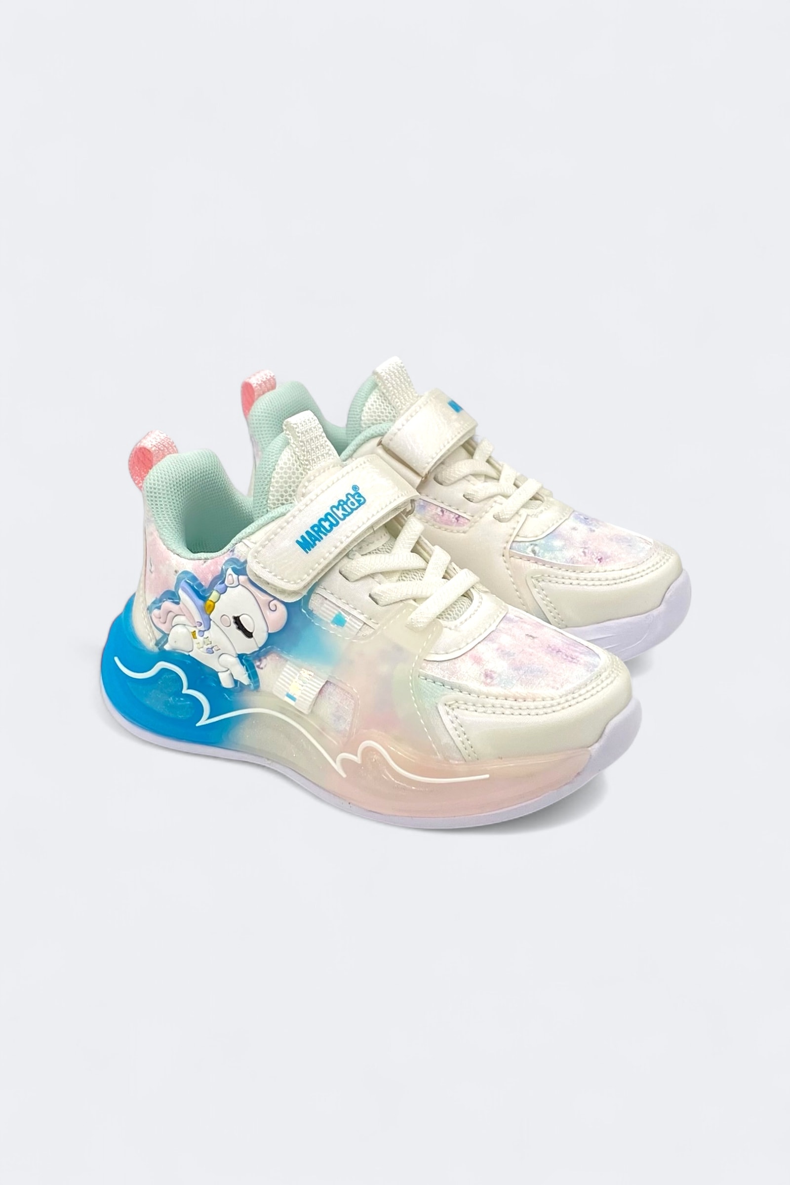 Marcokids Unicorn Işıltılı Spor Ayakkabı - Mavi Pembe