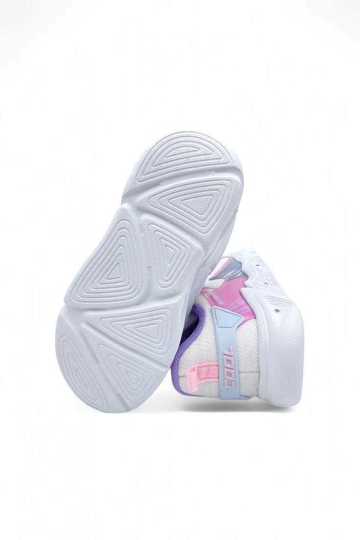 Işıklı Cırtlı Ortopedik Taban Çocuk Spor Ayakkabı - Pudra